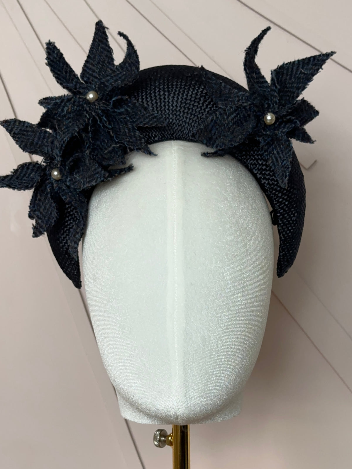 The Claire Halo Headpiece in French Navy