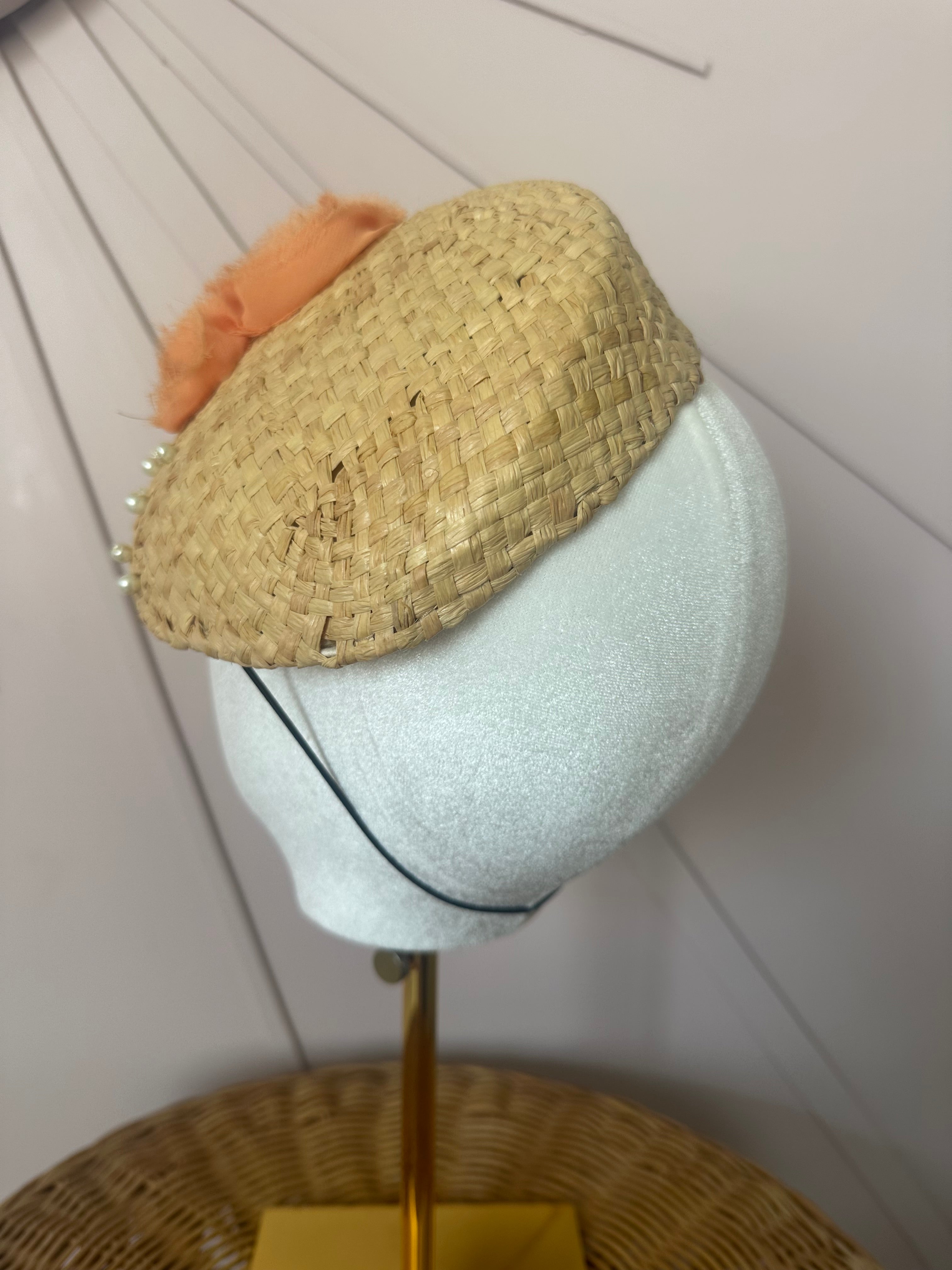 Pale Coral Chiffon Floral Cocktail Hat