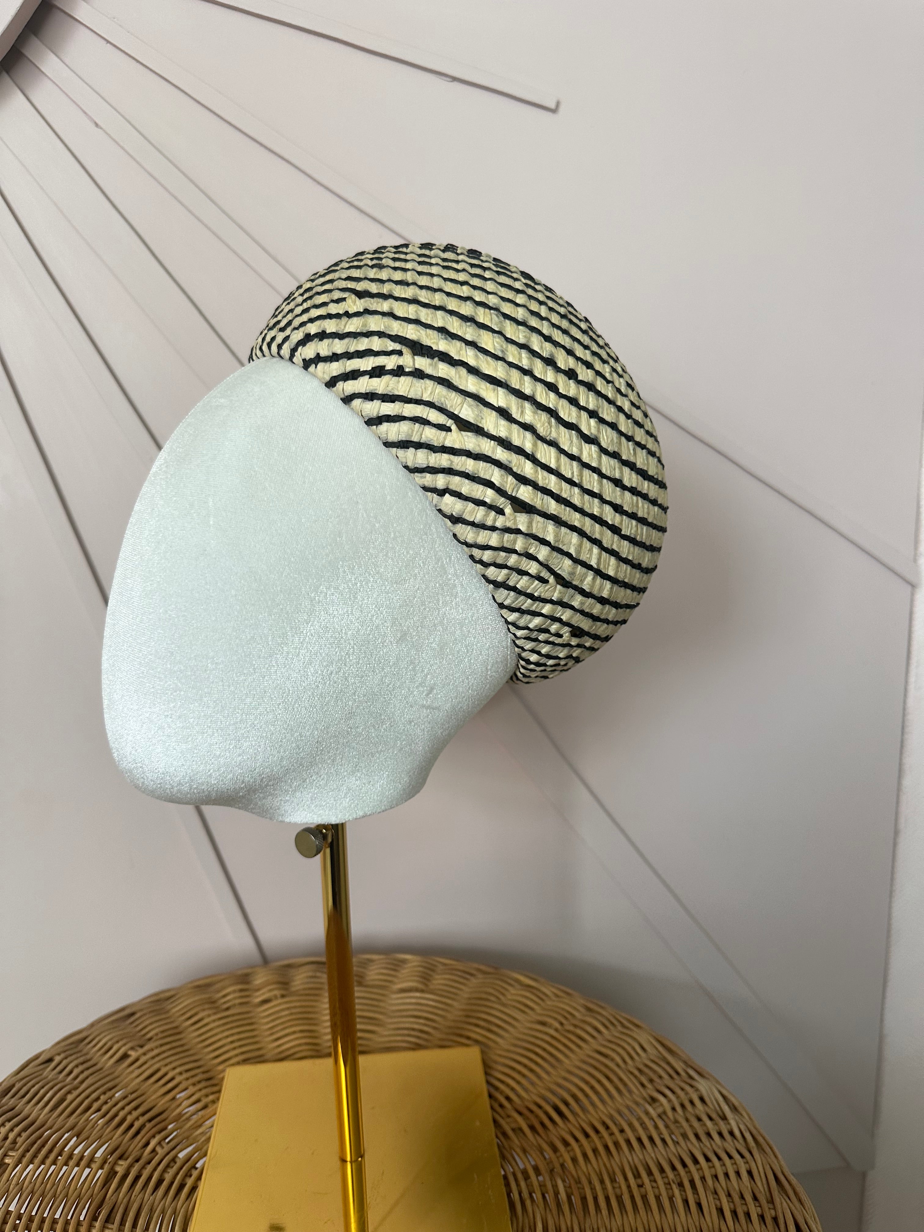 1960s Inspired Dome Halo Headpiece with Vintage Poly Braid