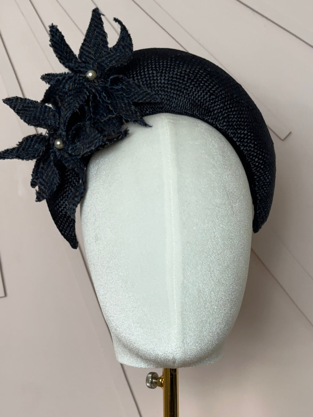 The Claire Halo Headpiece in French Navy