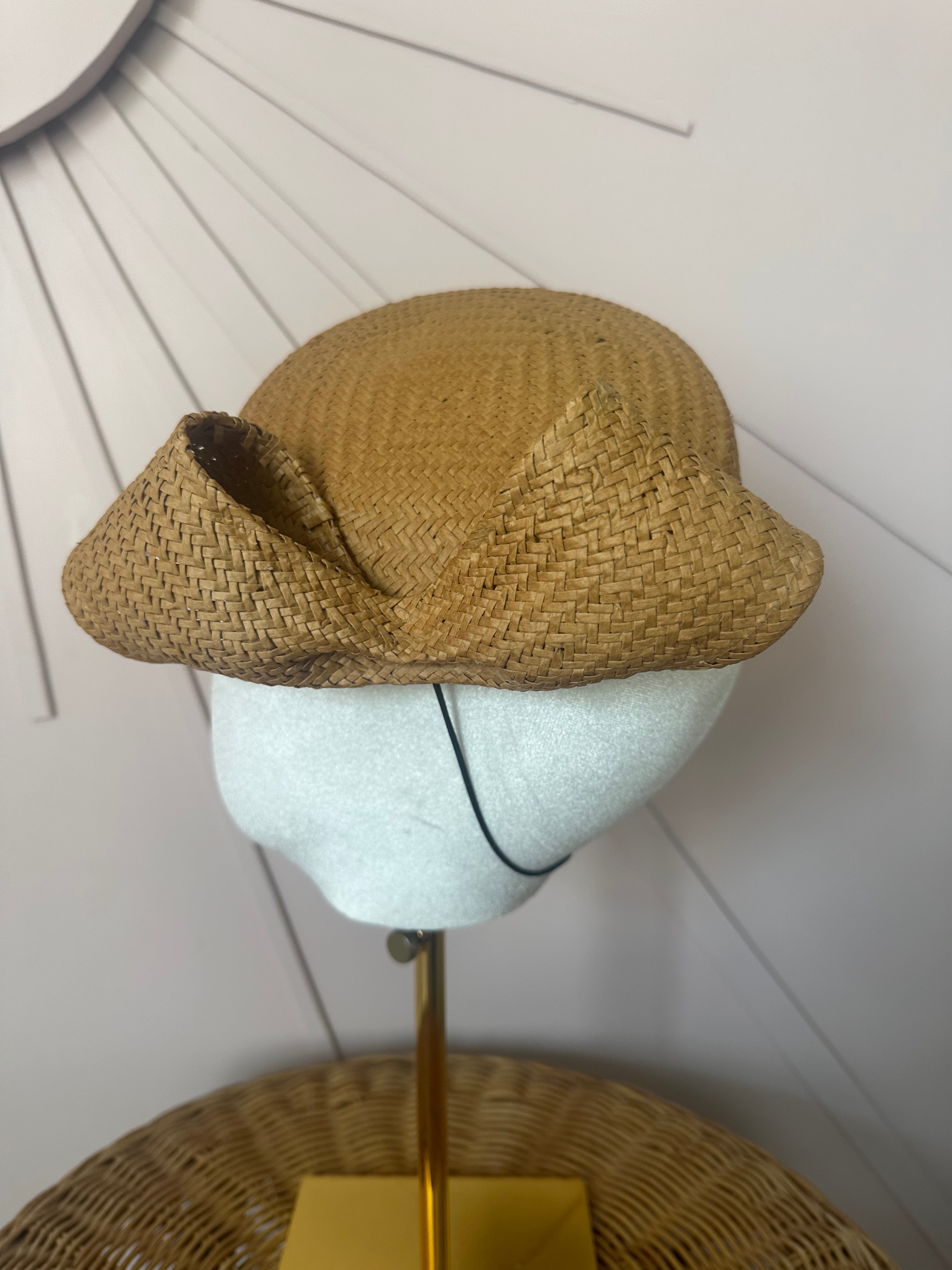 1960s Inspired Sculptural Straw Cocktail Hat