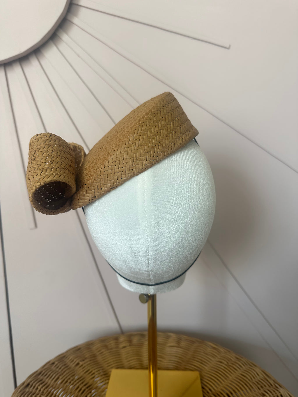 1960s Inspired Sculptural Straw Cocktail Hat