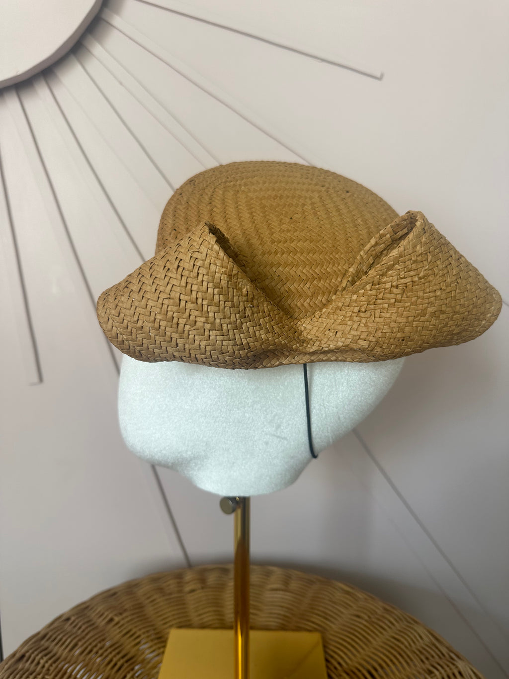 1960s Inspired Sculptural Straw Cocktail Hat