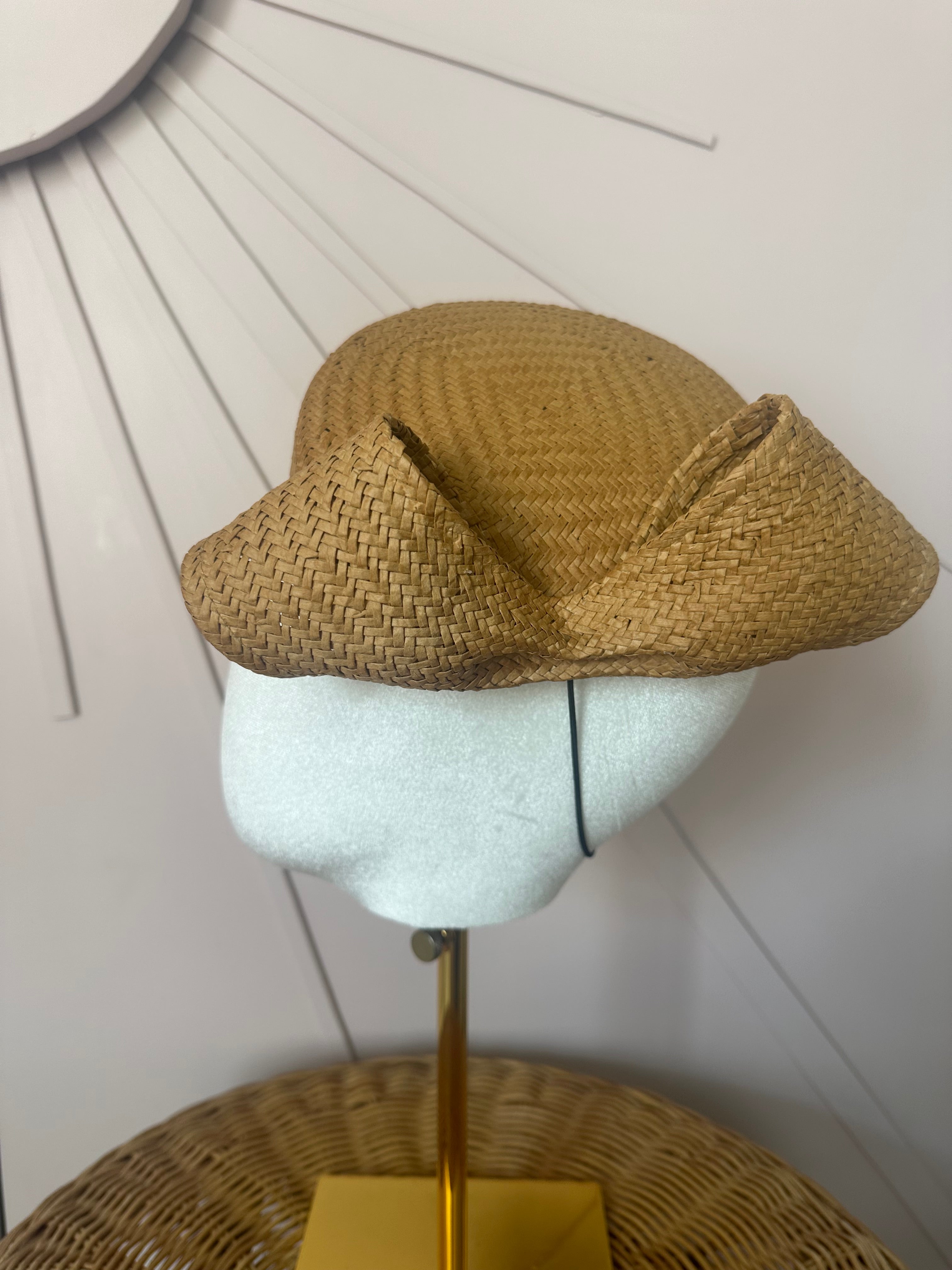 1960s Inspired Sculptural Straw Cocktail Hat
