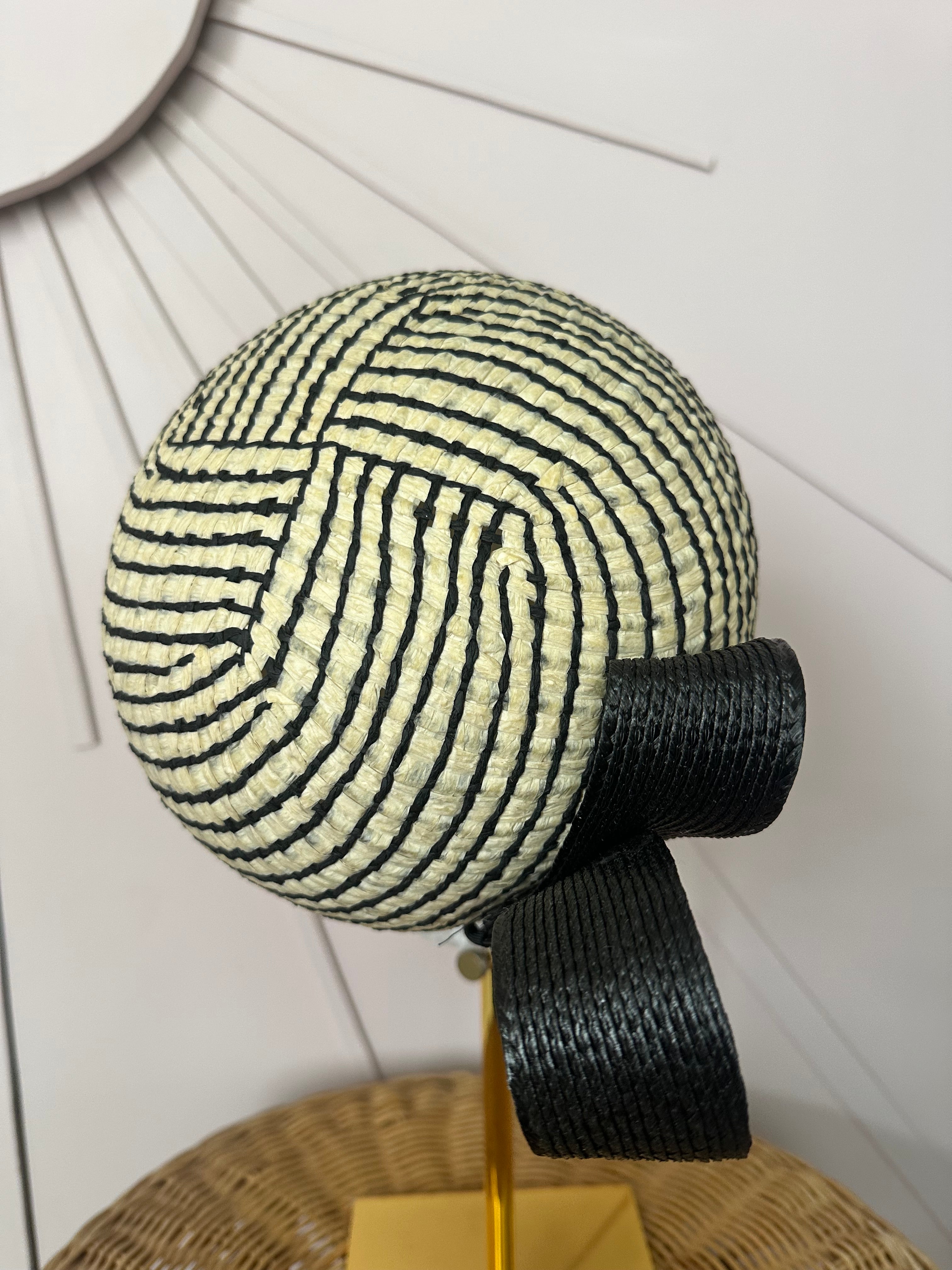 1960s Inspired Dome Halo Headpiece with Vintage Poly Braid