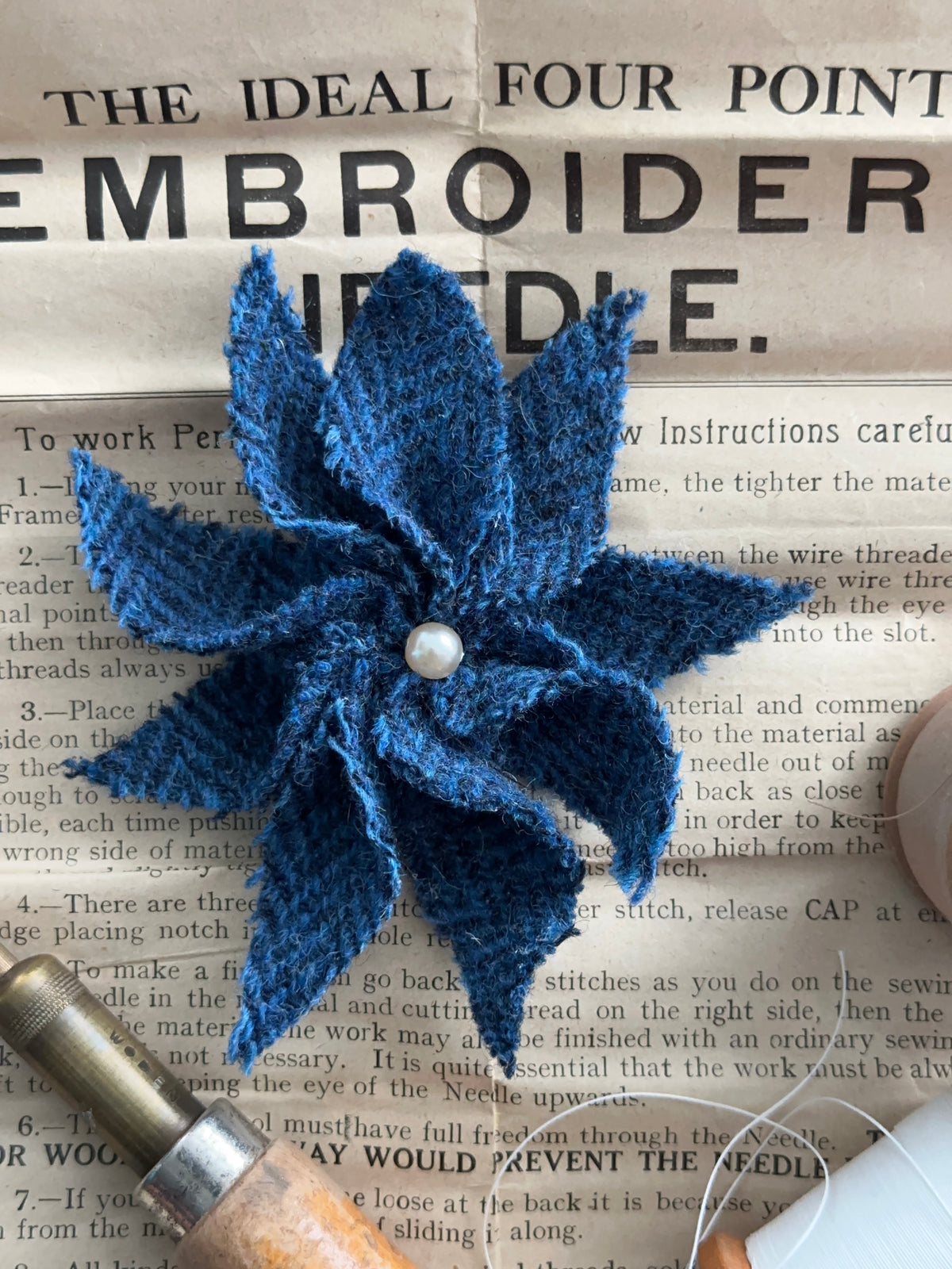 Heritage Tweed Flower Brooch & Hat Embellishment