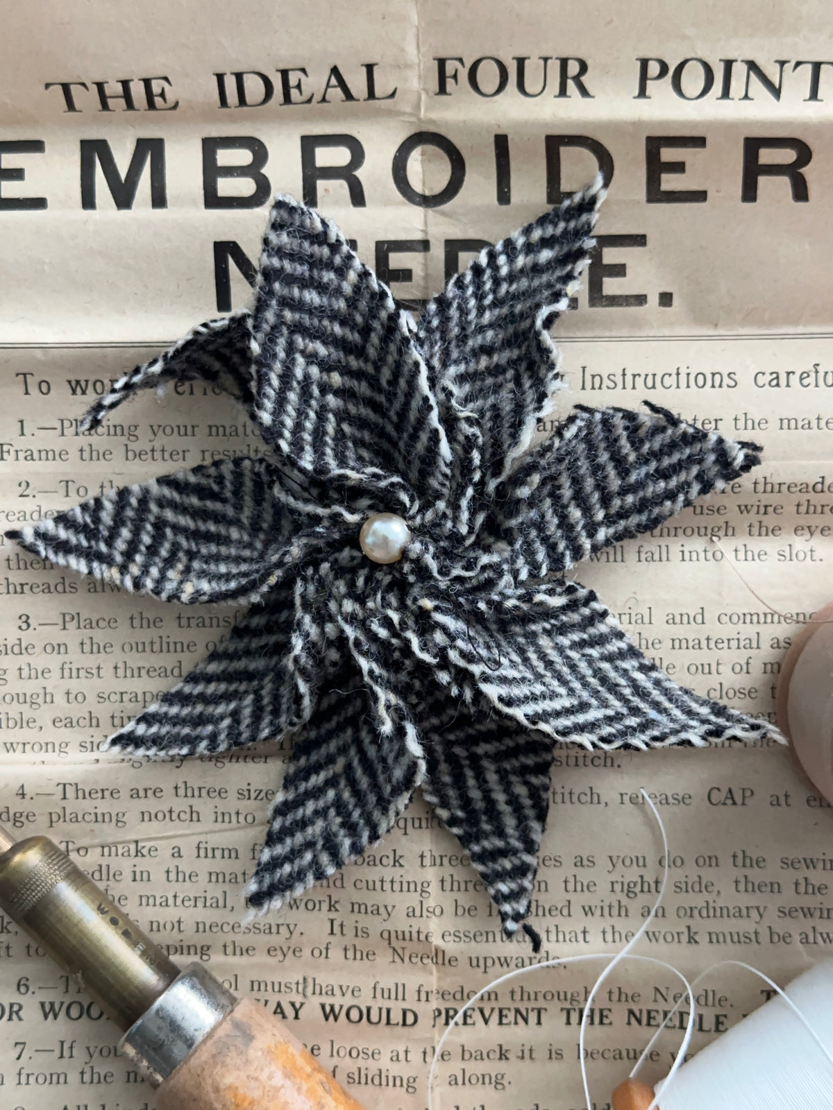 Heritage Tweed Flower Brooch & Hat Embellishment