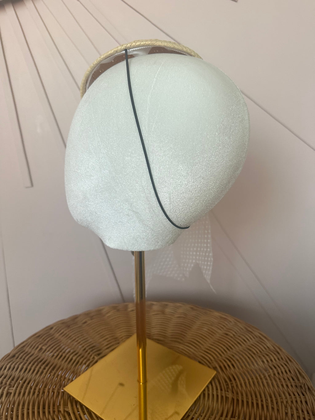 One-of-a-Kind Sustainable Straw Fascinator with Vintage Tulle Bow