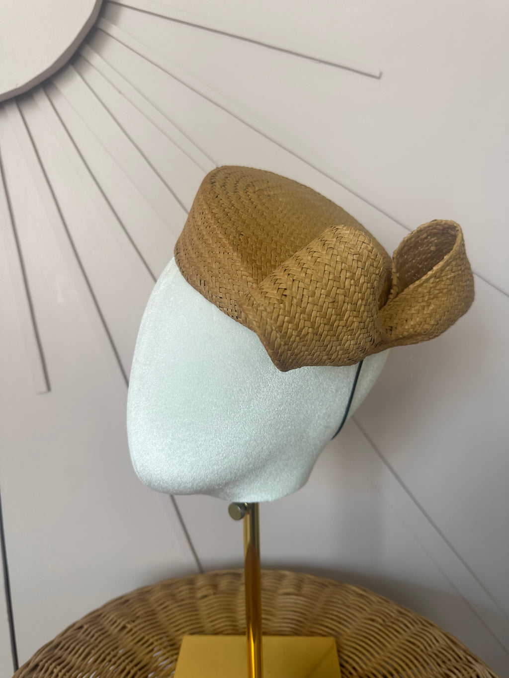 1960s Inspired Sculptural Straw Cocktail Hat