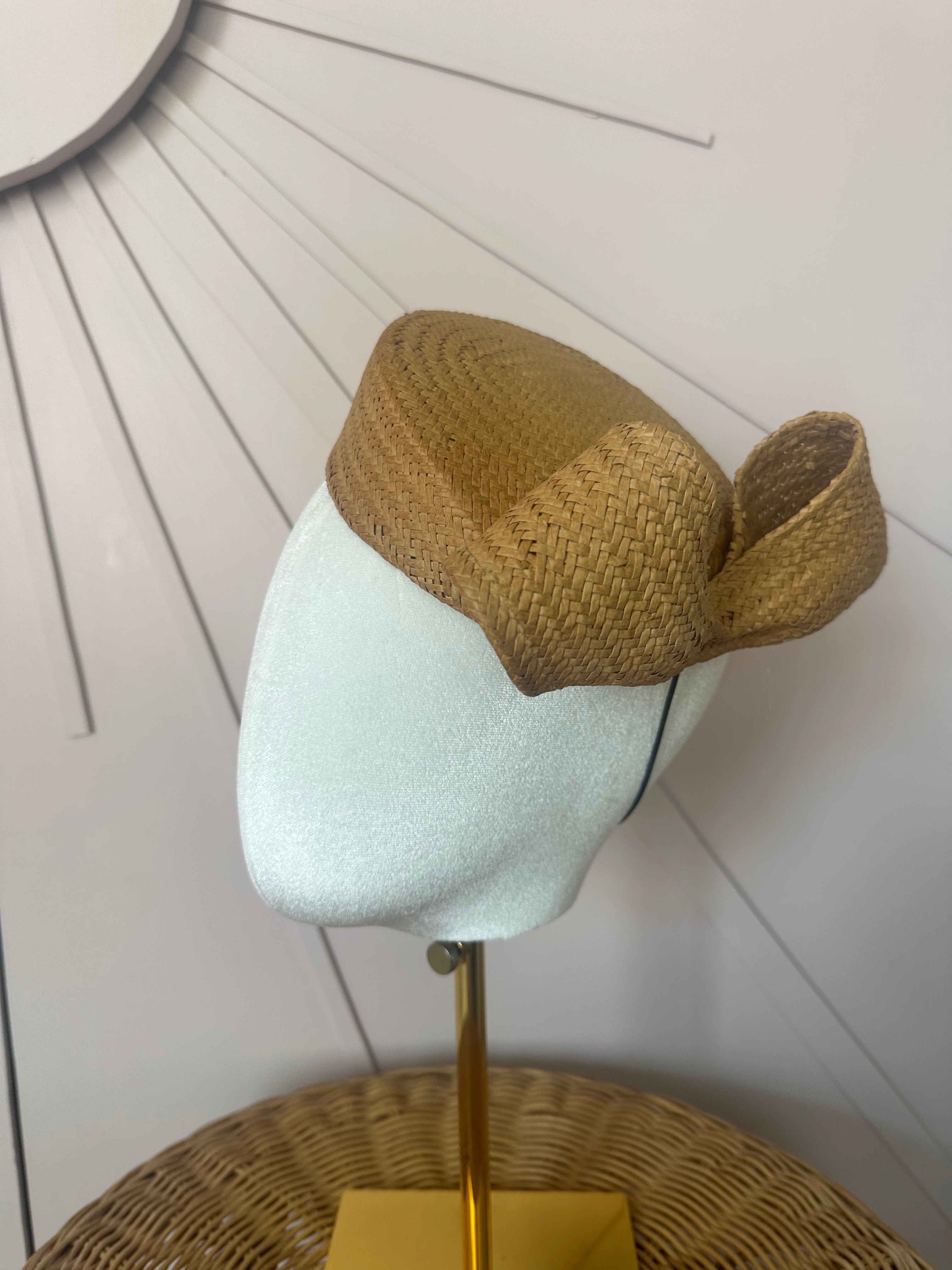 1960s Inspired Sculptural Straw Cocktail Hat