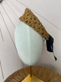 Natural Crochet Straw Button Hat with Black Grosgrain Bow