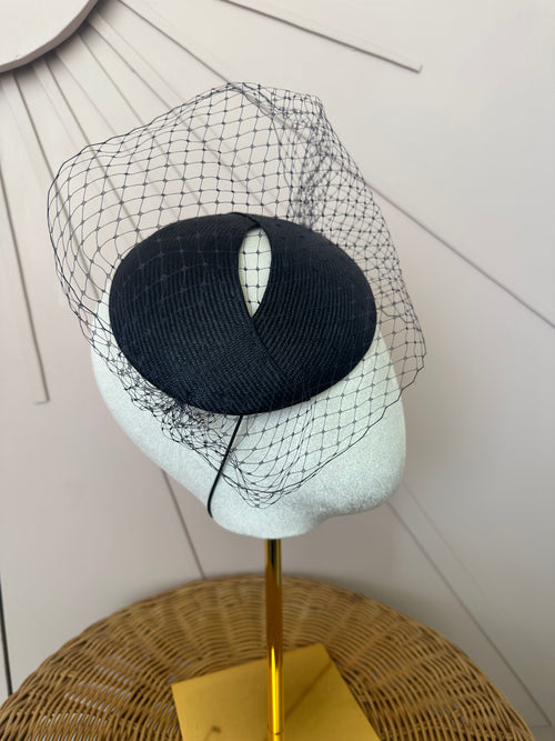 French Navy Veiled Cocktail Hat