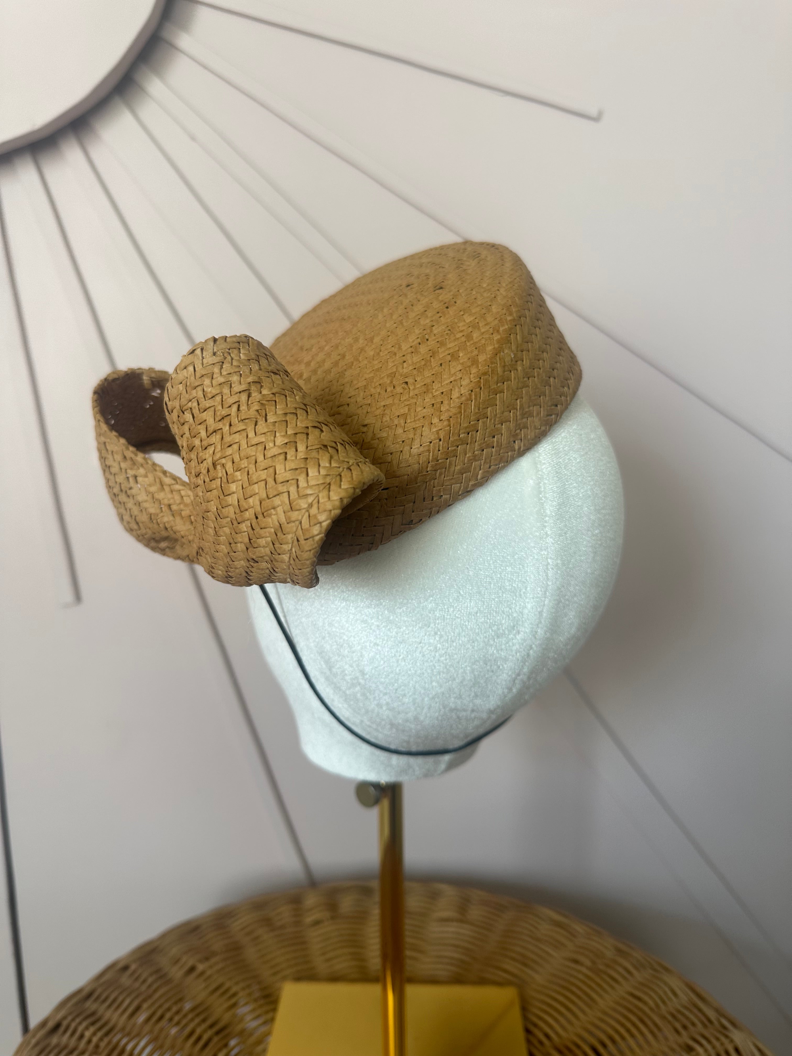 1960s Inspired Sculptural Straw Cocktail Hat