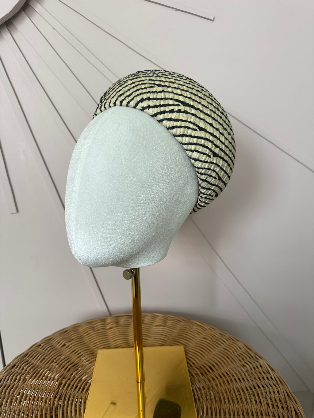 1960s Inspired Dome Halo Headpiece with Vintage Poly Braid