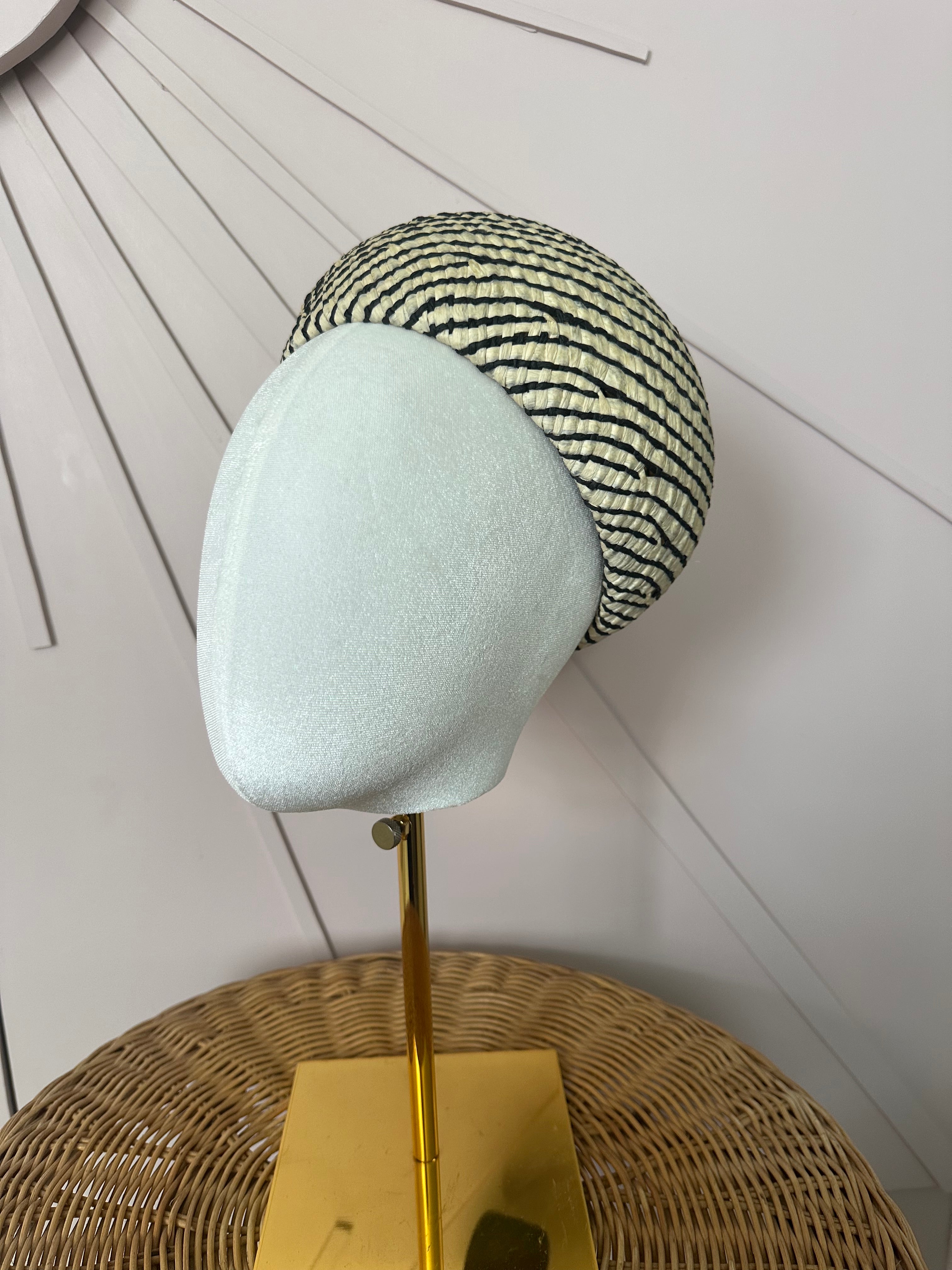 1960s Inspired Dome Halo Headpiece with Vintage Poly Braid