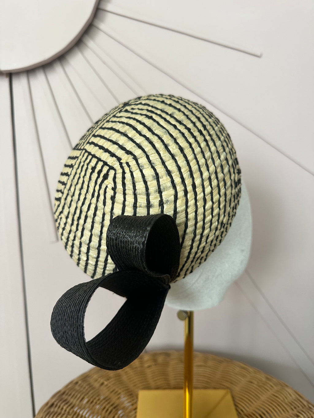 1960s Inspired Dome Halo Headpiece with Vintage Poly Braid