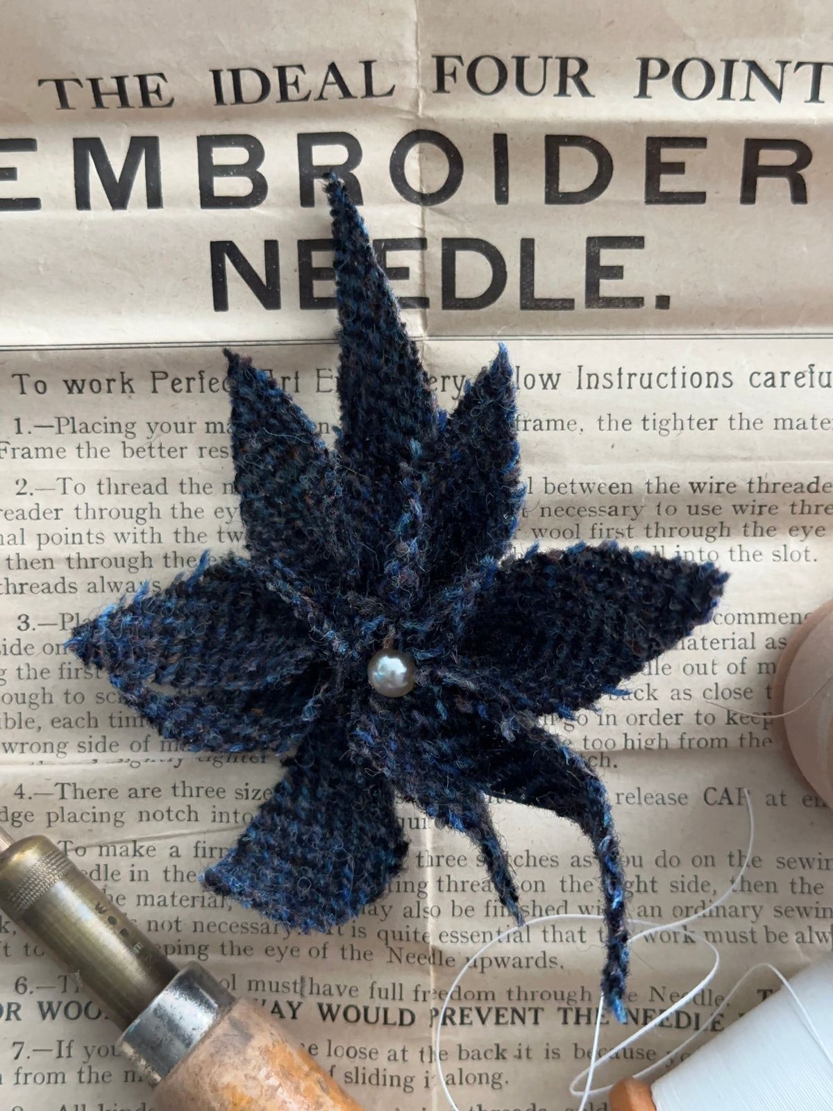 Heritage Tweed Flower Brooch & Hat Embellishment