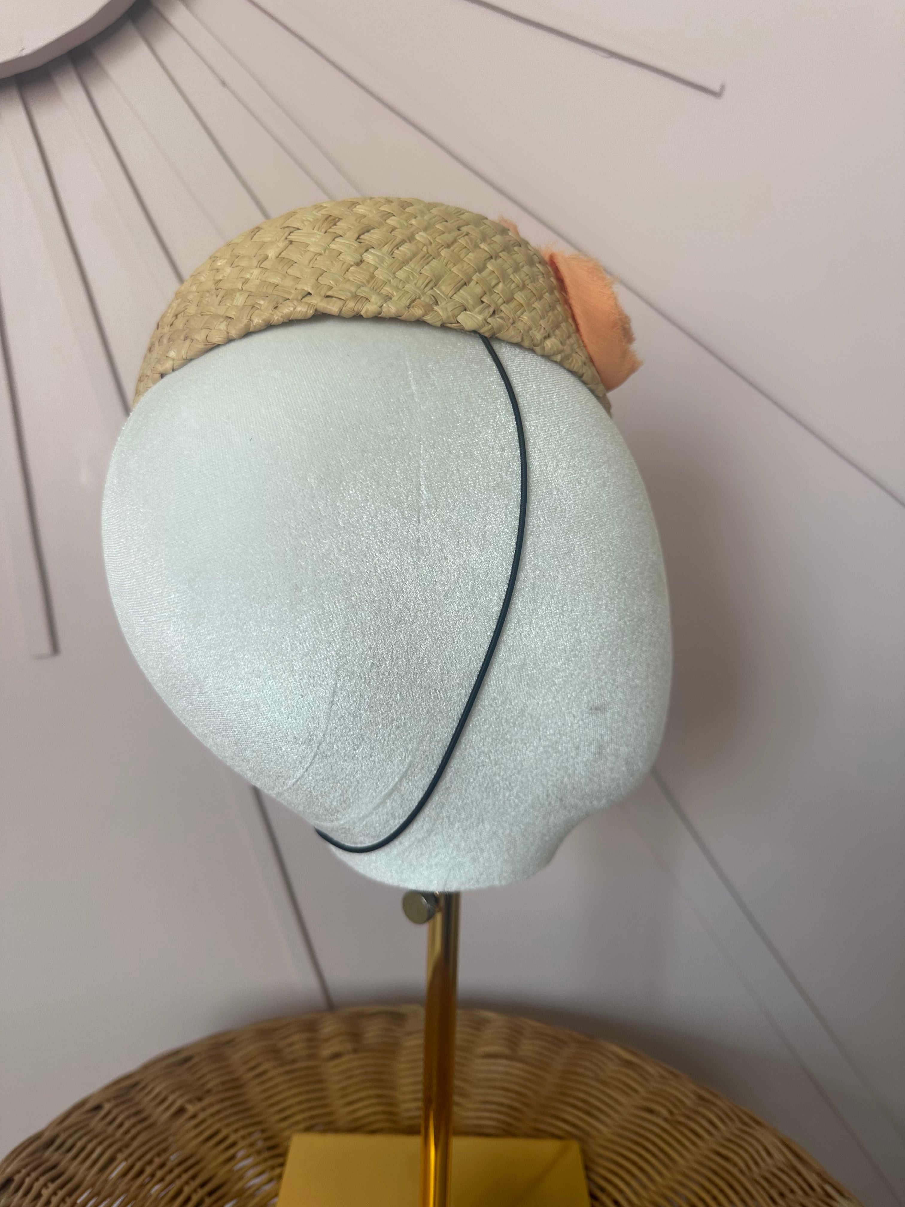 Pale Coral Chiffon Floral Cocktail Hat