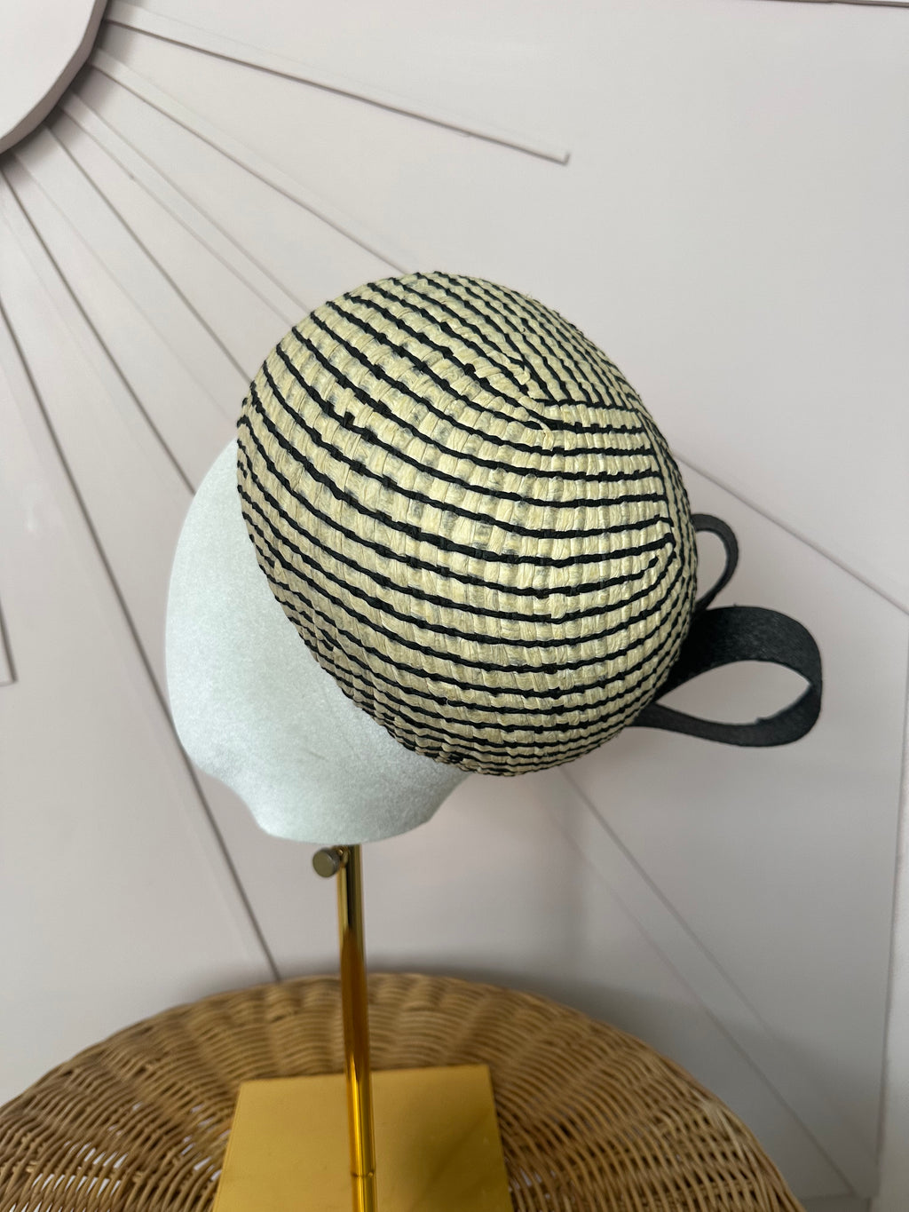 1960s Inspired Dome Halo Headpiece with Vintage Poly Braid