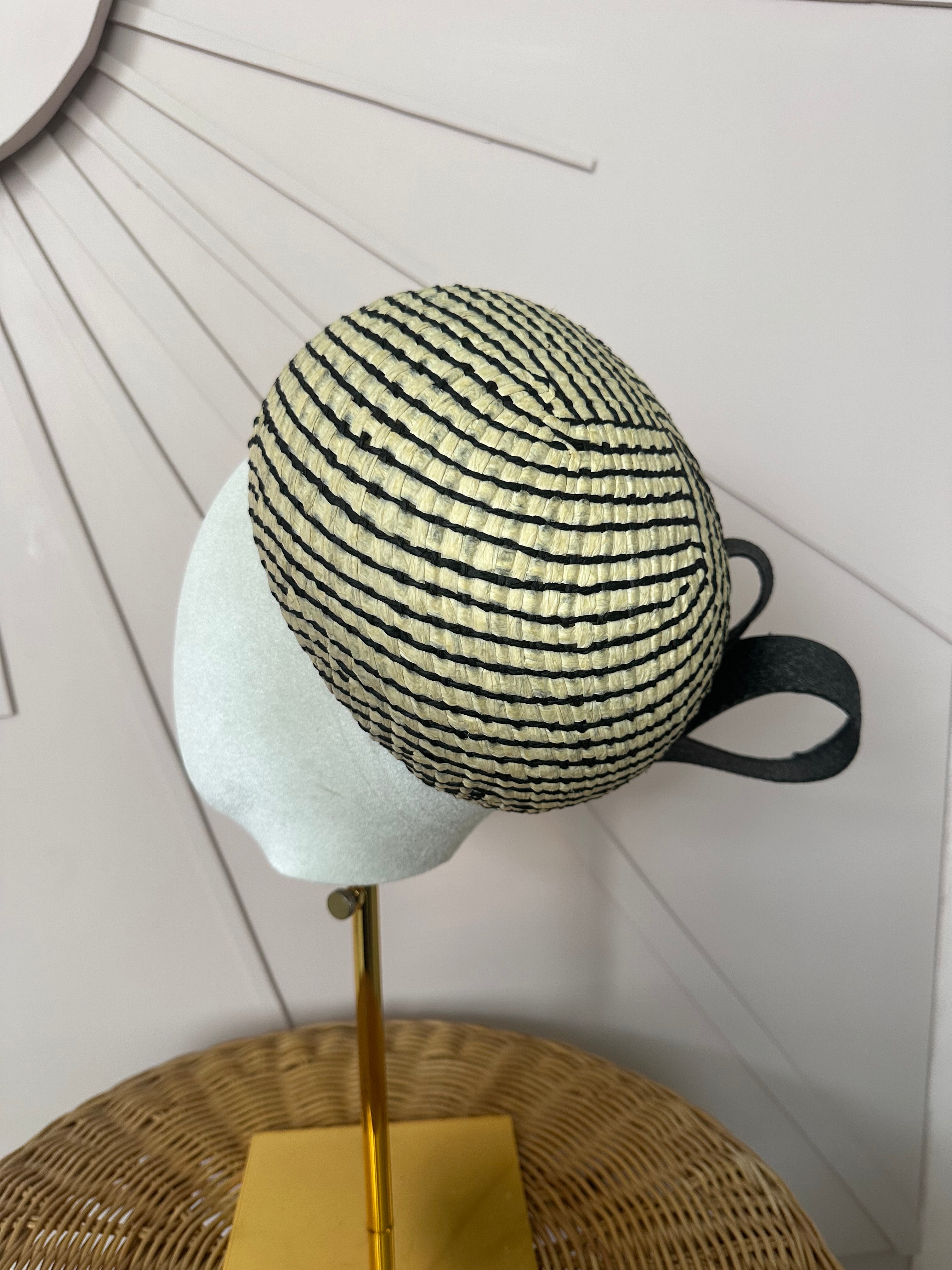 1960s Inspired Dome Halo Headpiece with Vintage Poly Braid