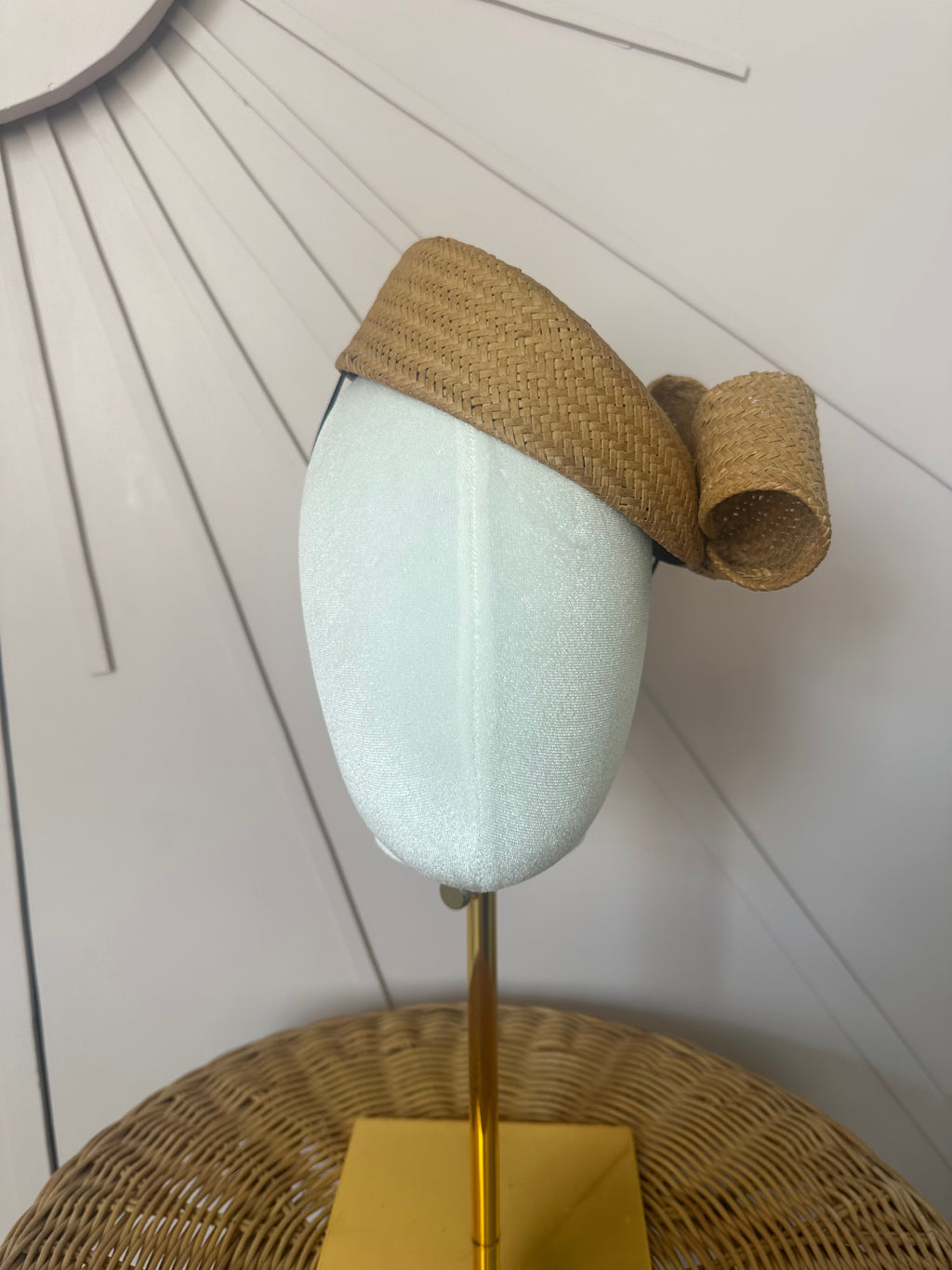 1960s Inspired Sculptural Straw Cocktail Hat