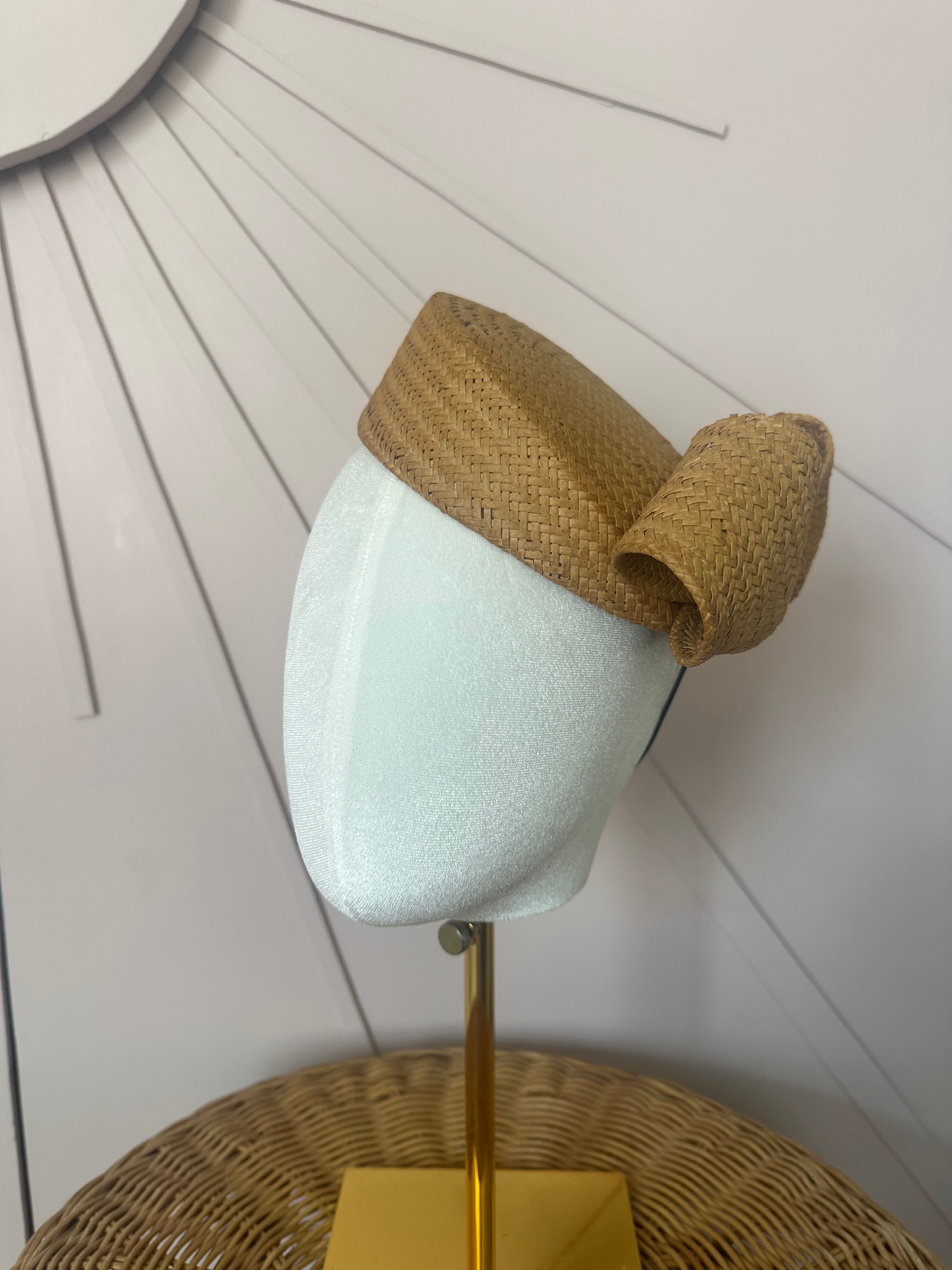 1960s Inspired Sculptural Straw Cocktail Hat
