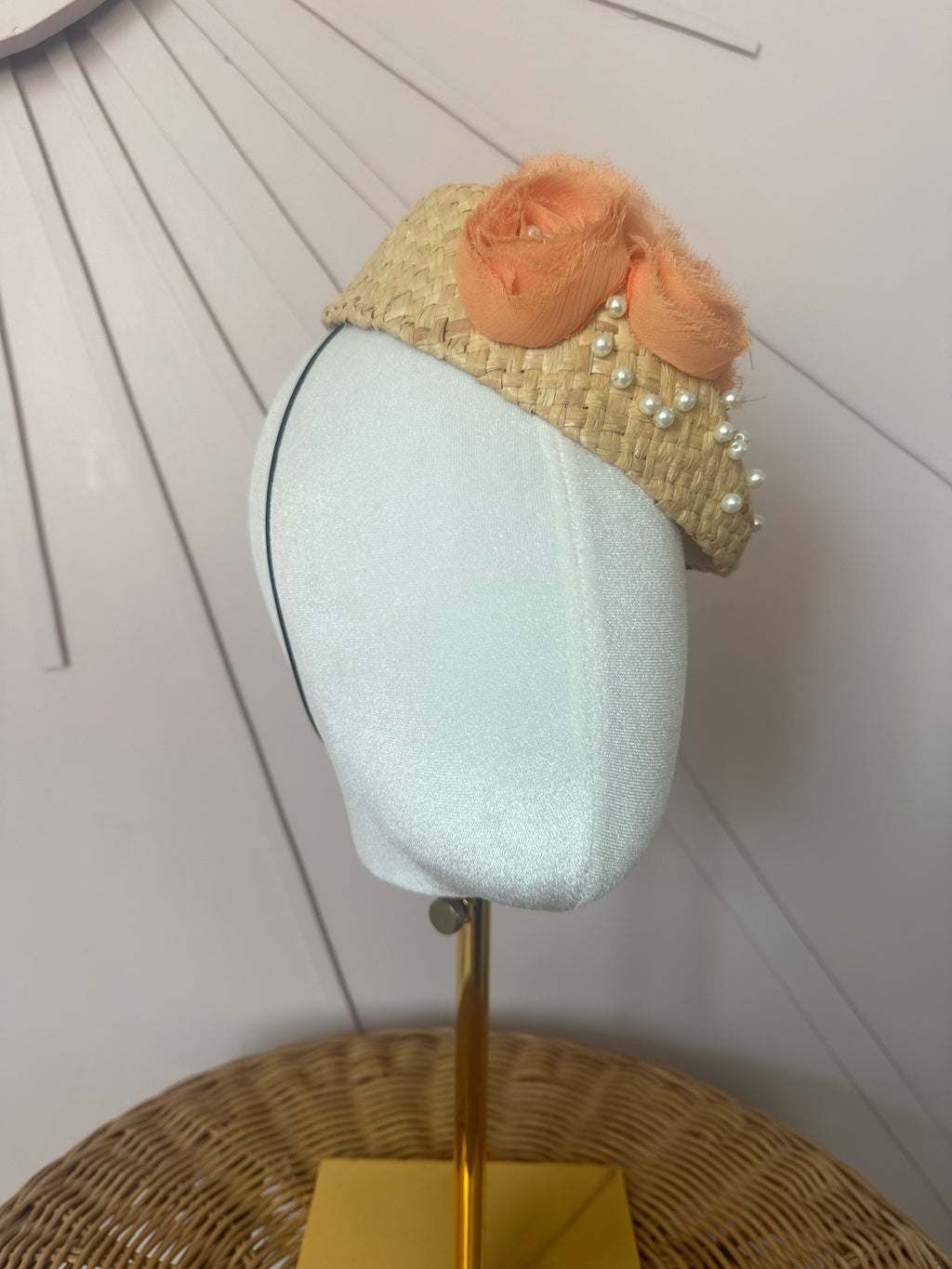 Pale Coral Chiffon Floral Cocktail Hat