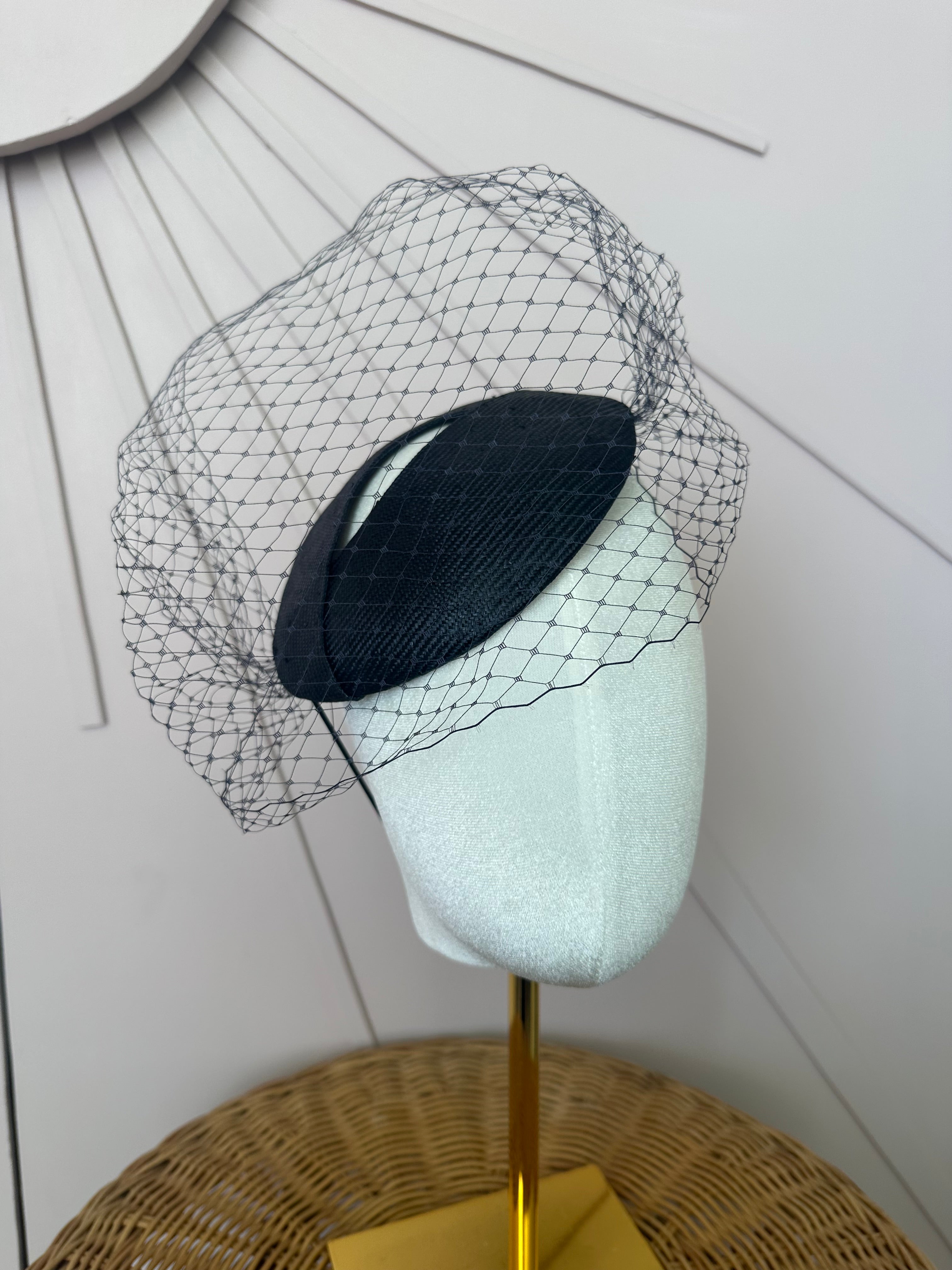 French Navy Veiled Cocktail Hat