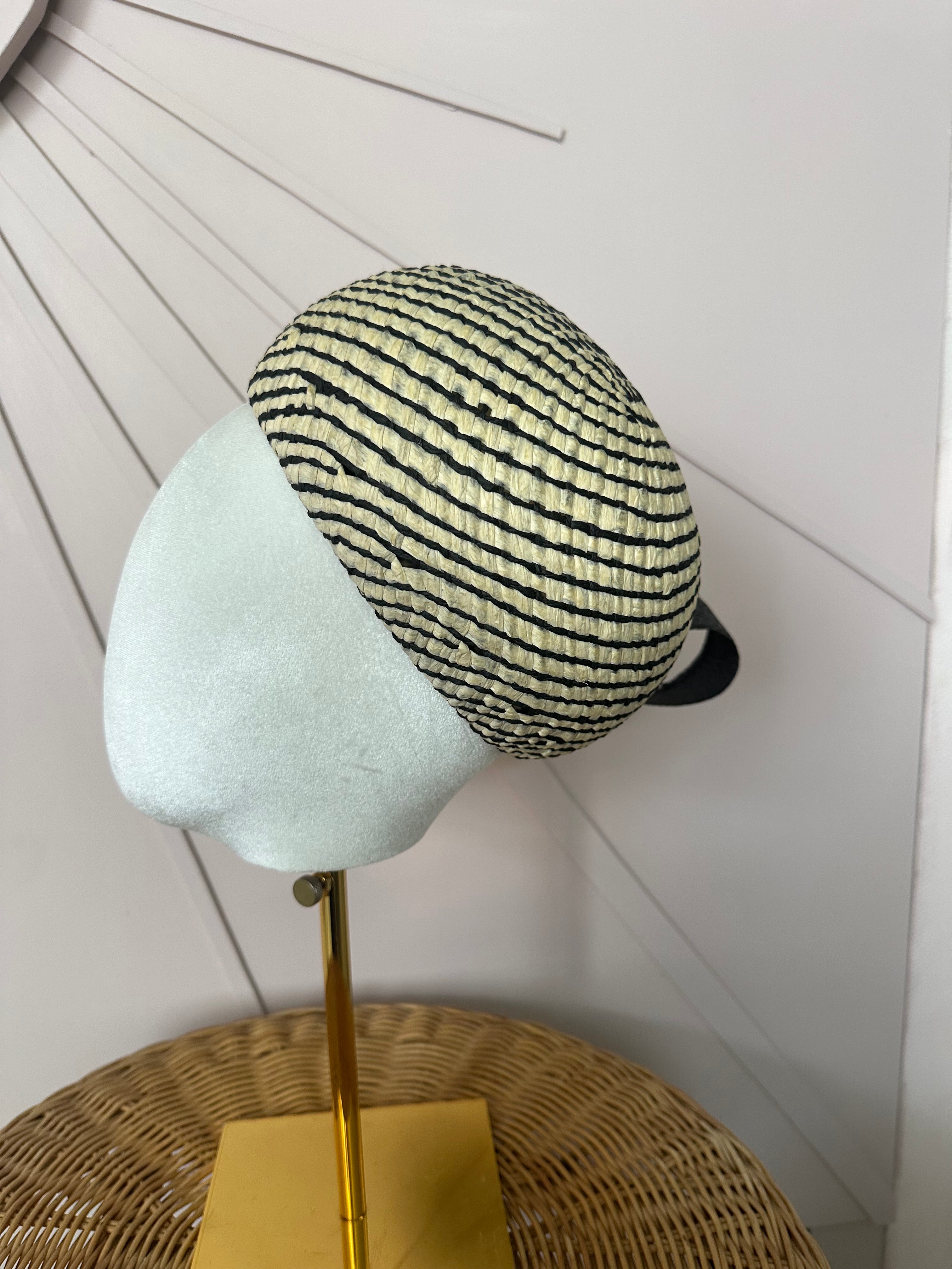 1960s Inspired Dome Halo Headpiece with Vintage Poly Braid