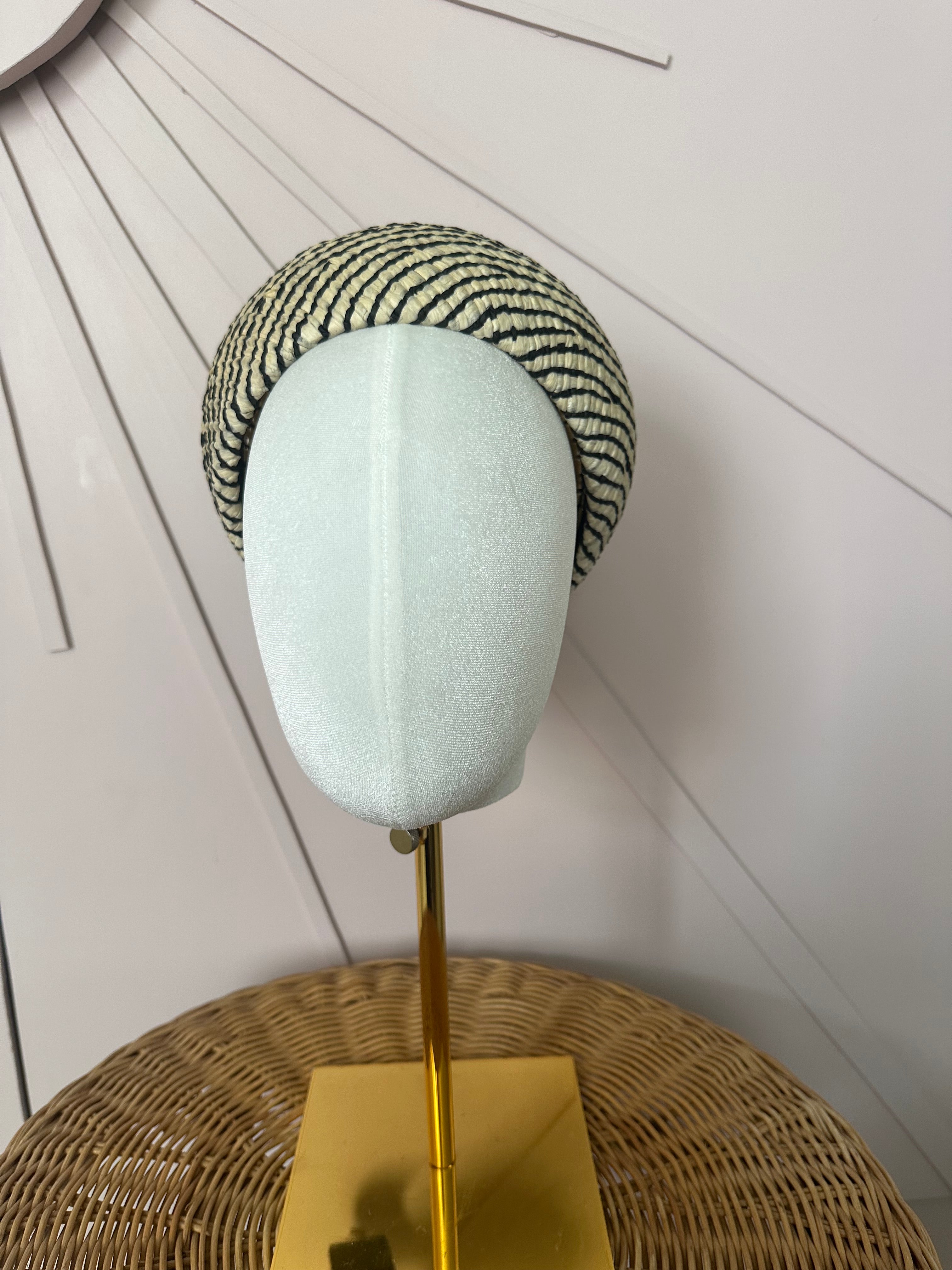 1960s Inspired Dome Halo Headpiece with Vintage Poly Braid