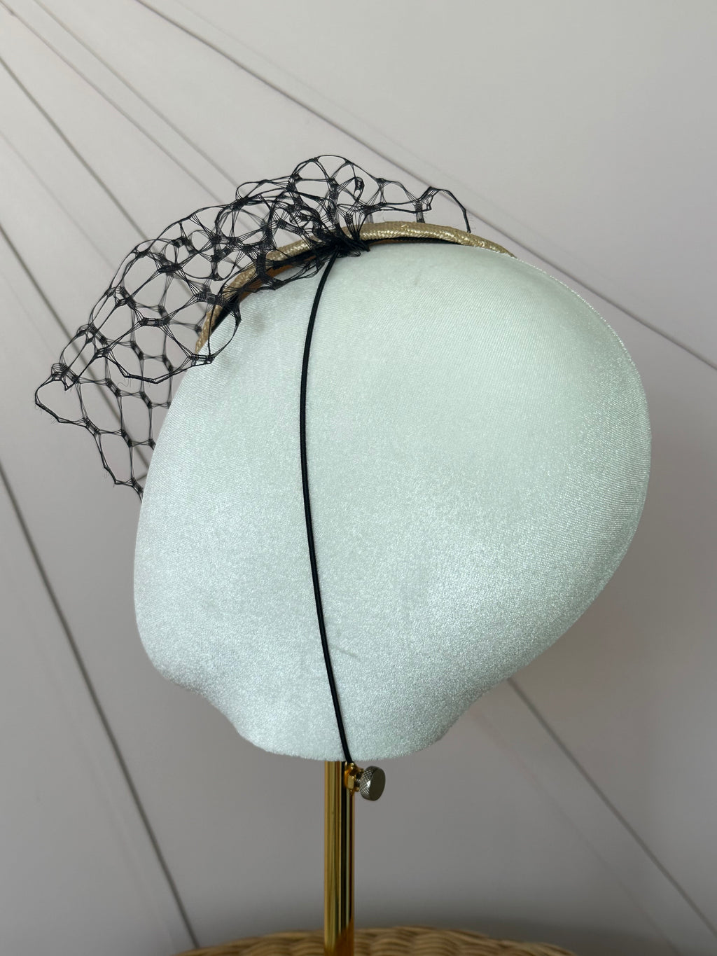Vintage Sisal Cocktail Hat with Deadstock Russian Veiling | One of a Kind
