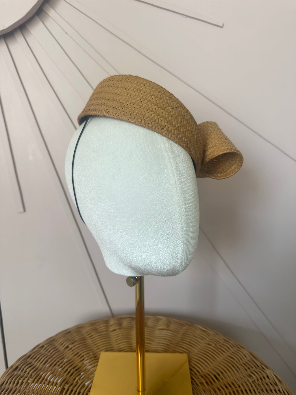 1960s Inspired Sculptural Straw Cocktail Hat