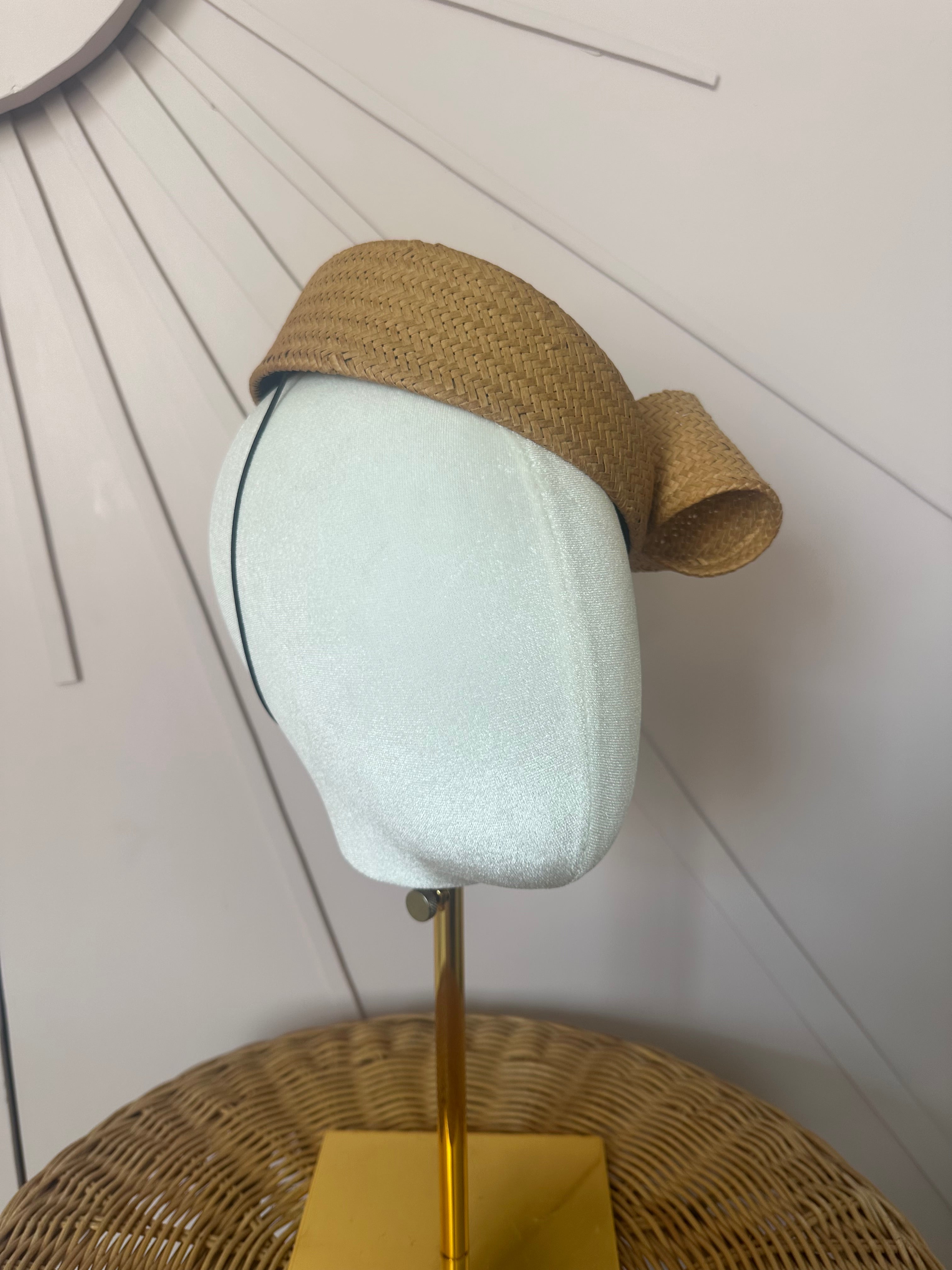 1960s Inspired Sculptural Straw Cocktail Hat