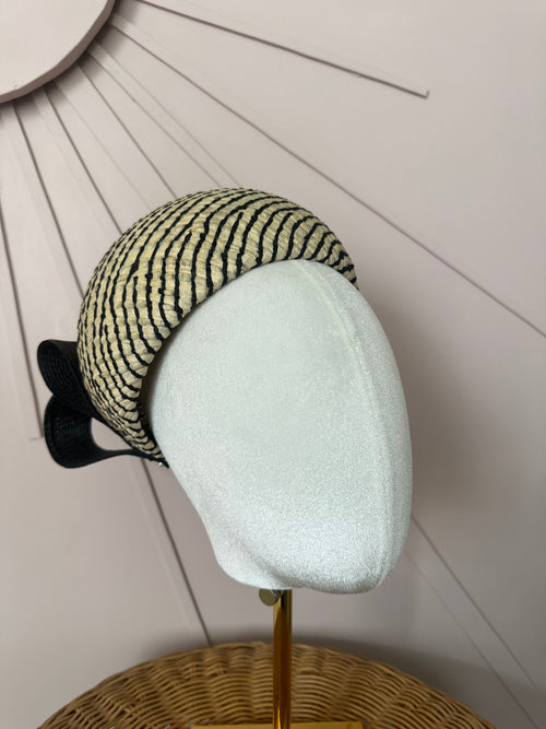 1960s Inspired Dome Halo Headpiece with Vintage Poly Braid