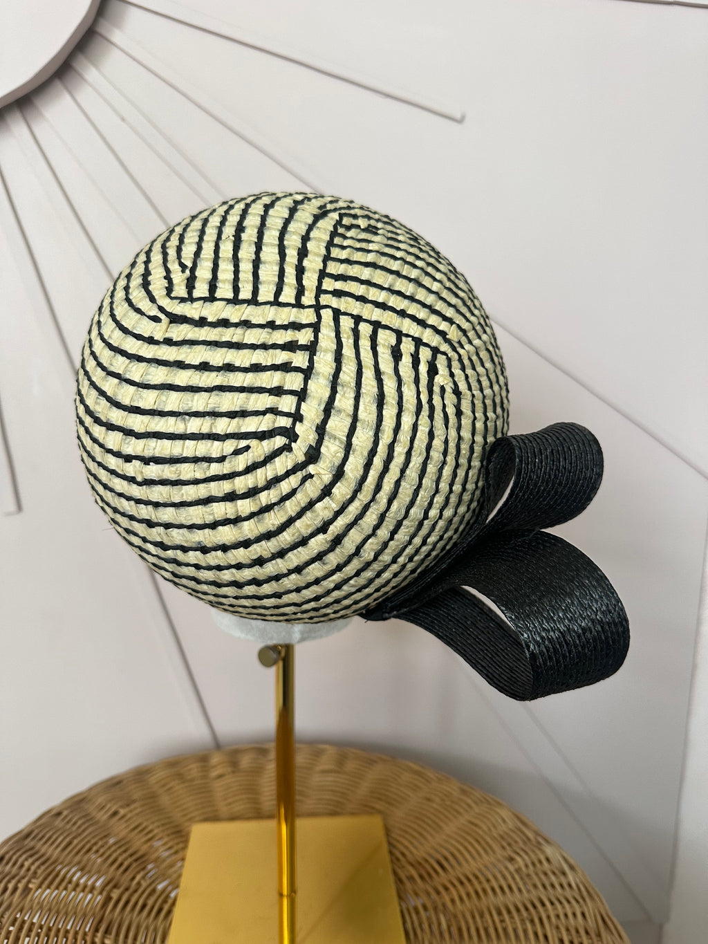 1960s Inspired Dome Halo Headpiece with Vintage Poly Braid