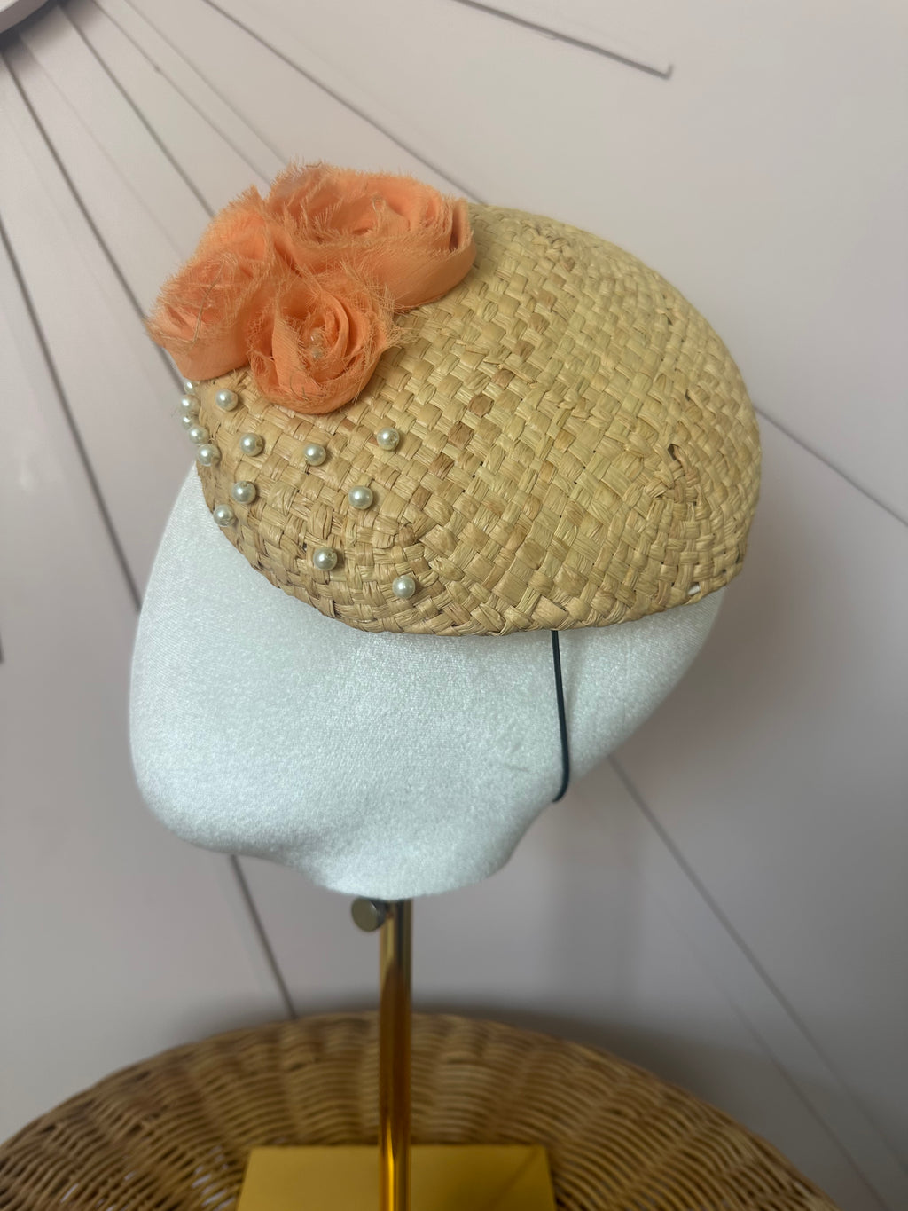 Pale Coral Chiffon Floral Cocktail Hat