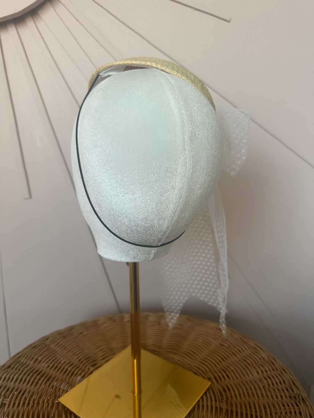 One-of-a-Kind Sustainable Straw Fascinator with Vintage Tulle Bow