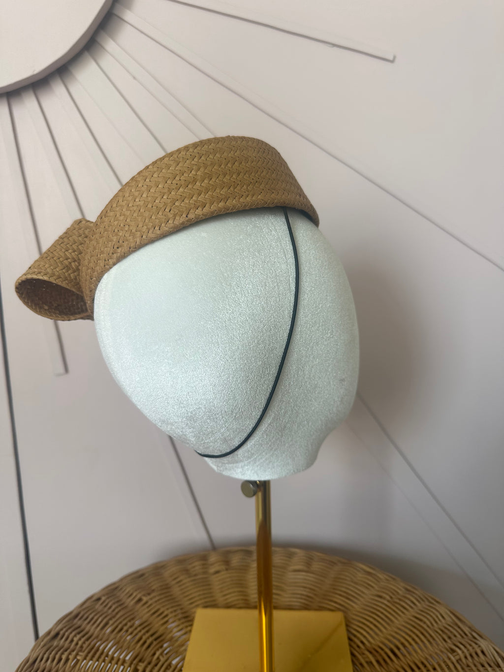 1960s Inspired Sculptural Straw Cocktail Hat