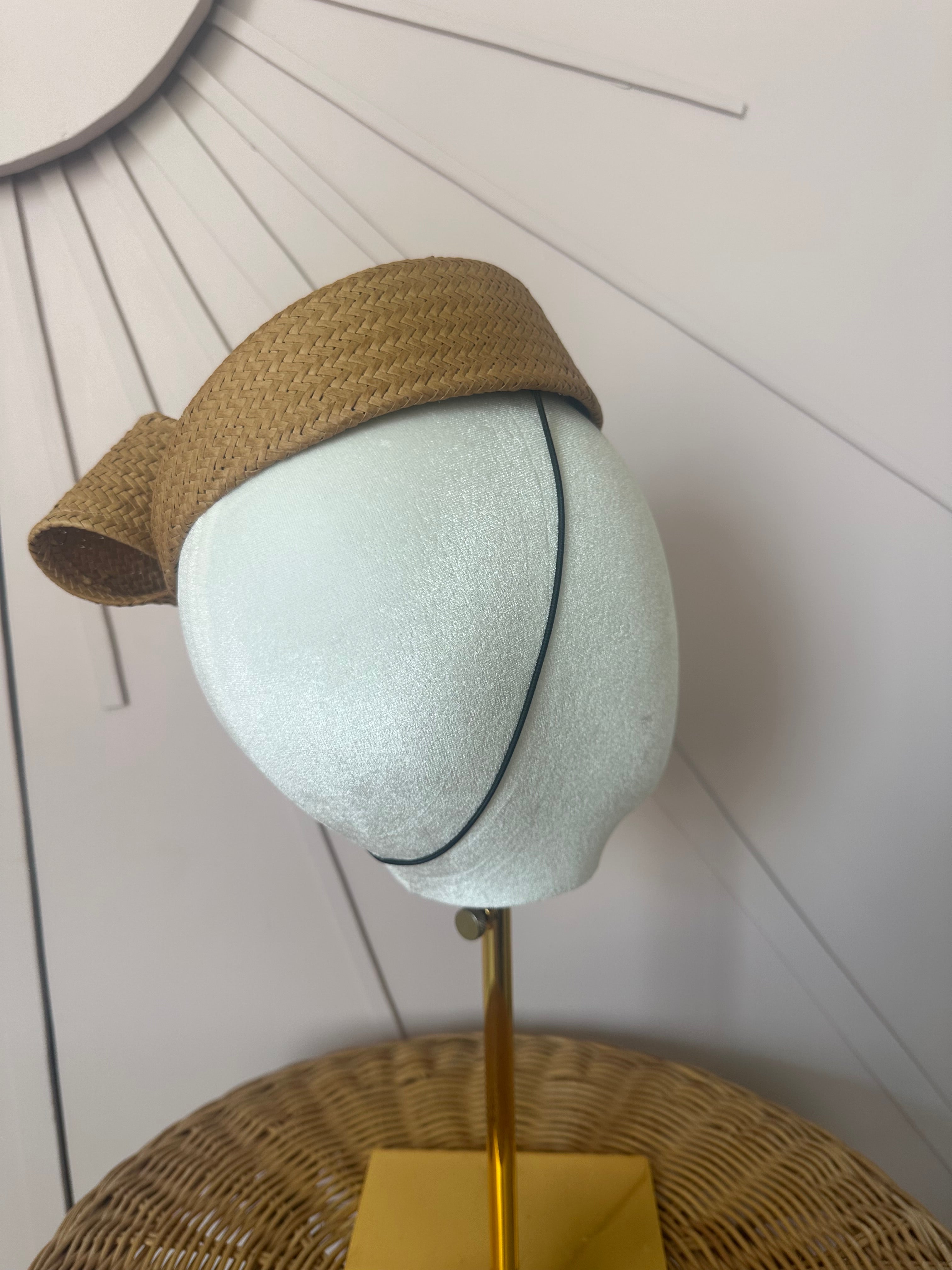 1960s Inspired Sculptural Straw Cocktail Hat