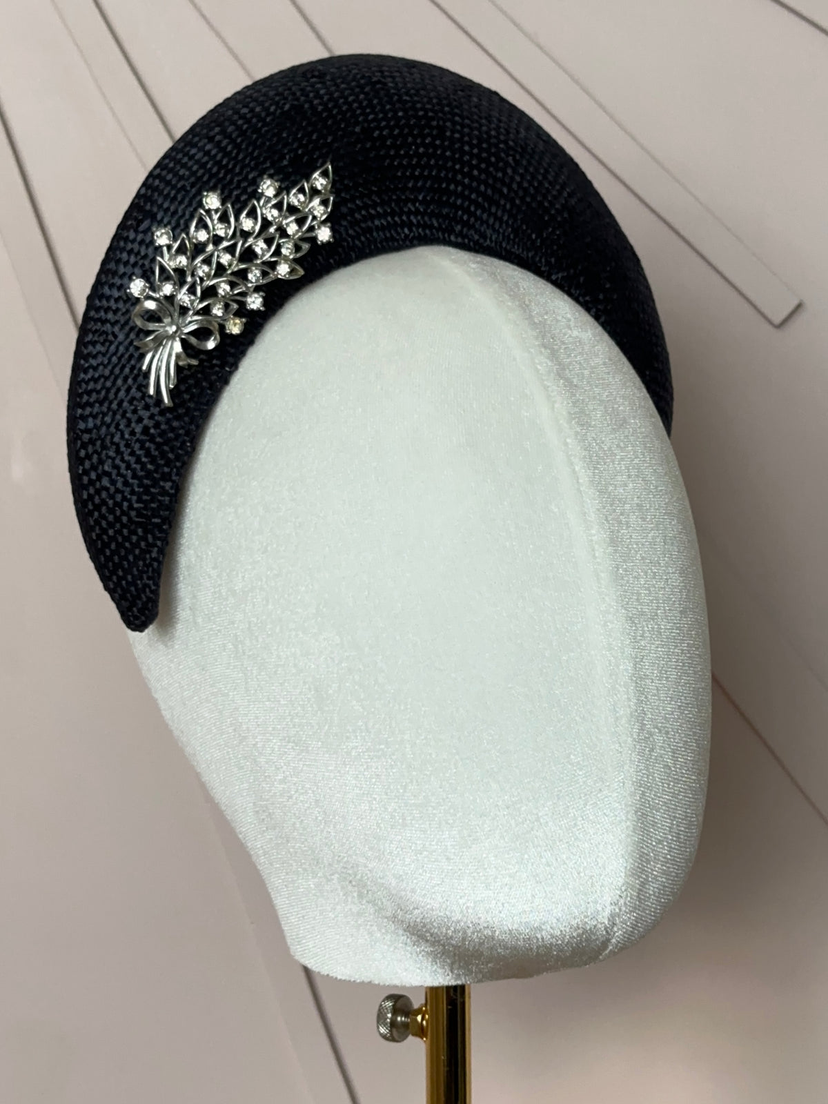 The Claire Halo Headpiece in French Navy