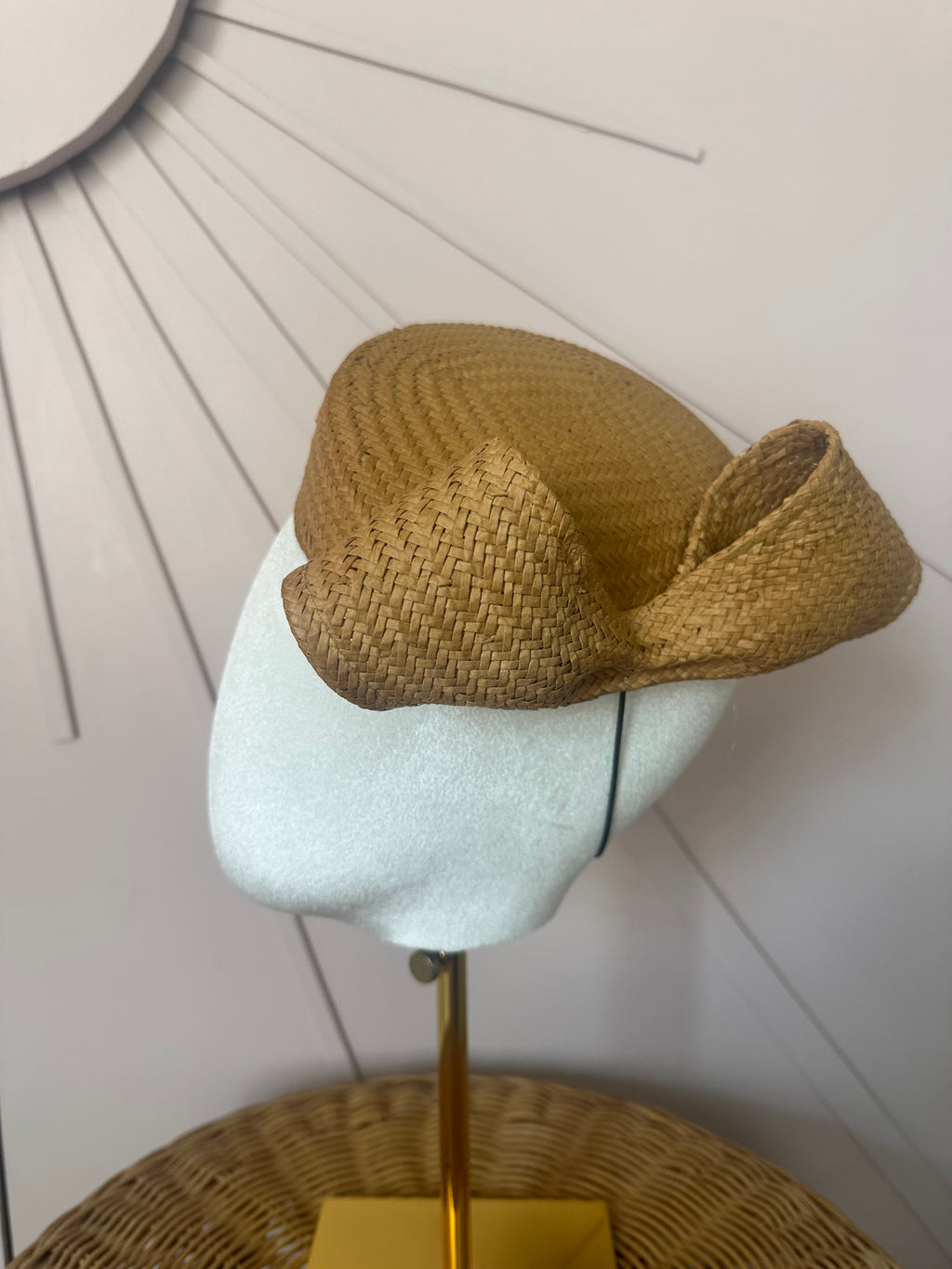 1960s Inspired Sculptural Straw Cocktail Hat