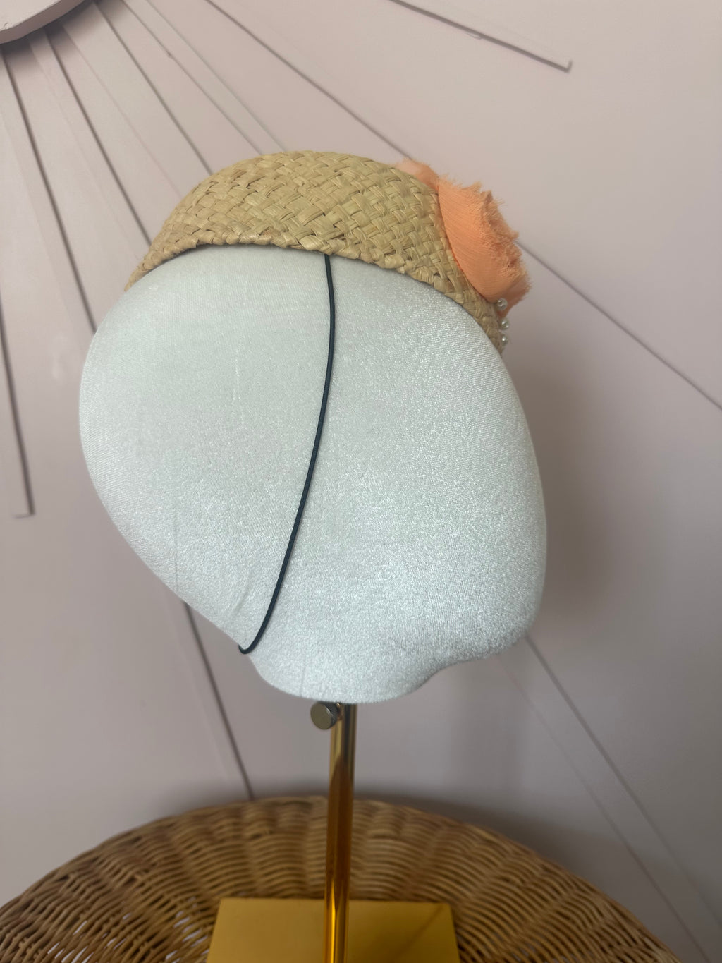 Pale Coral Chiffon Floral Cocktail Hat