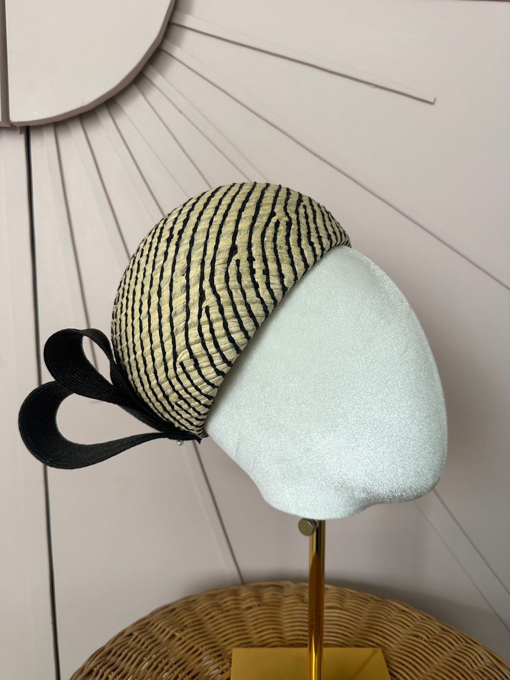 1960s Inspired Dome Halo Headpiece with Vintage Poly Braid