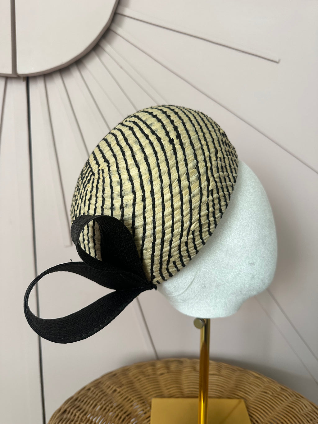 1960s Inspired Dome Halo Headpiece with Vintage Poly Braid