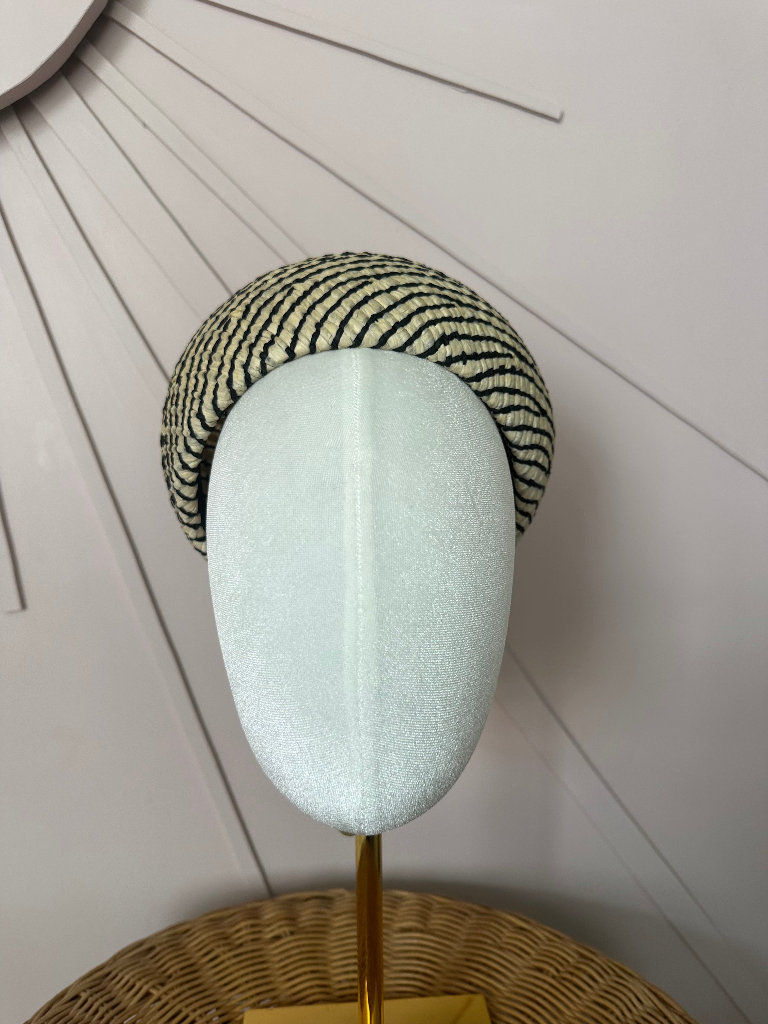 1960s Inspired Dome Halo Headpiece with Vintage Poly Braid