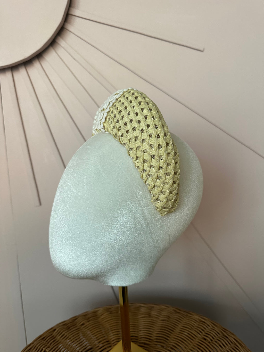 Straw Halo Headband with Vintage Guipure Lace