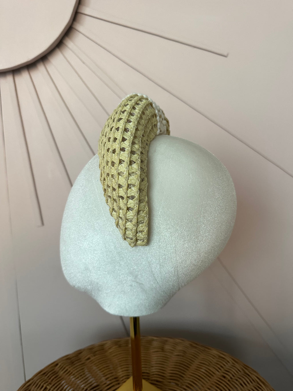 Straw Halo Headband with Vintage Guipure Lace