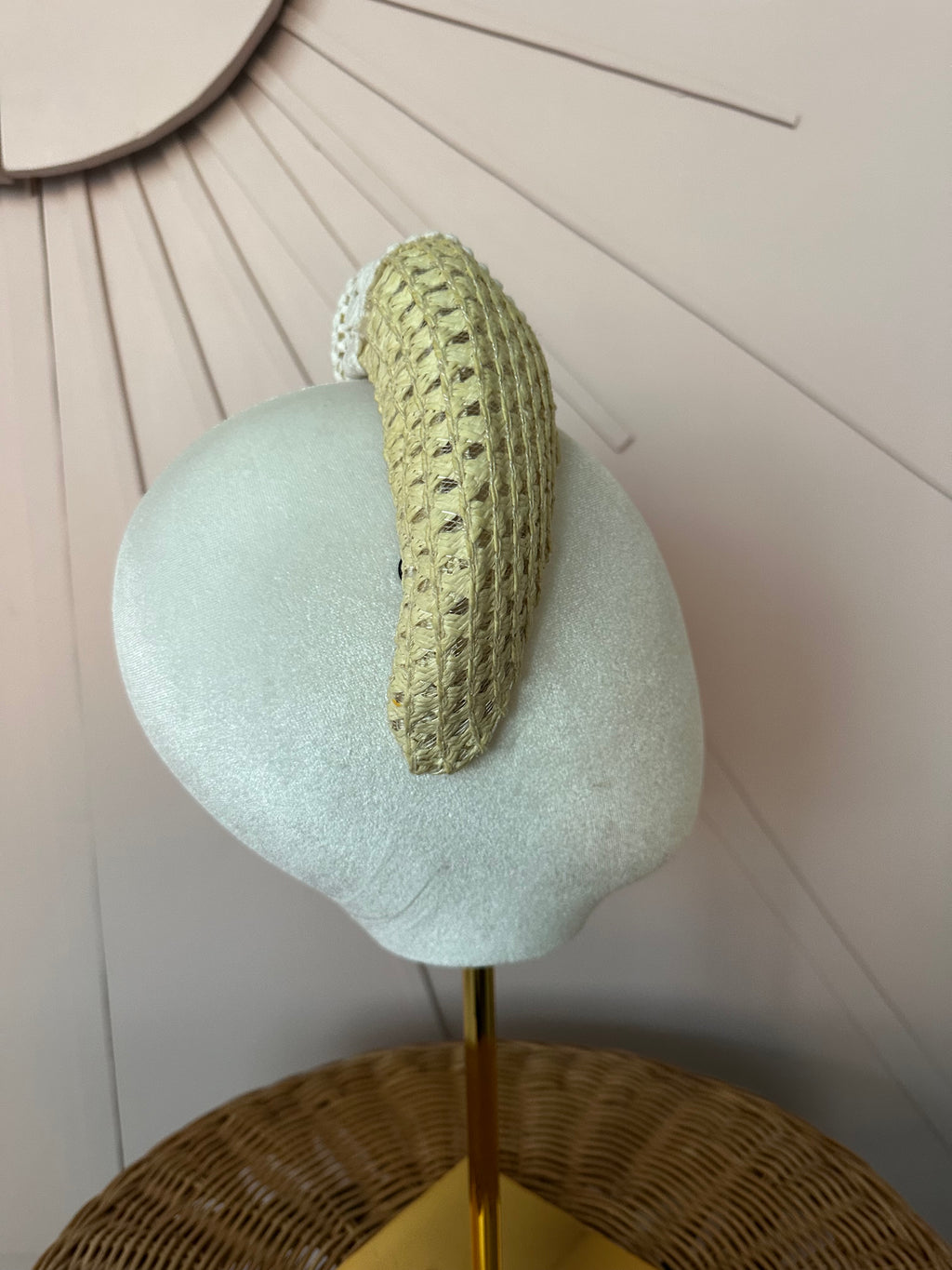 Straw Halo Headband with Vintage Guipure Lace