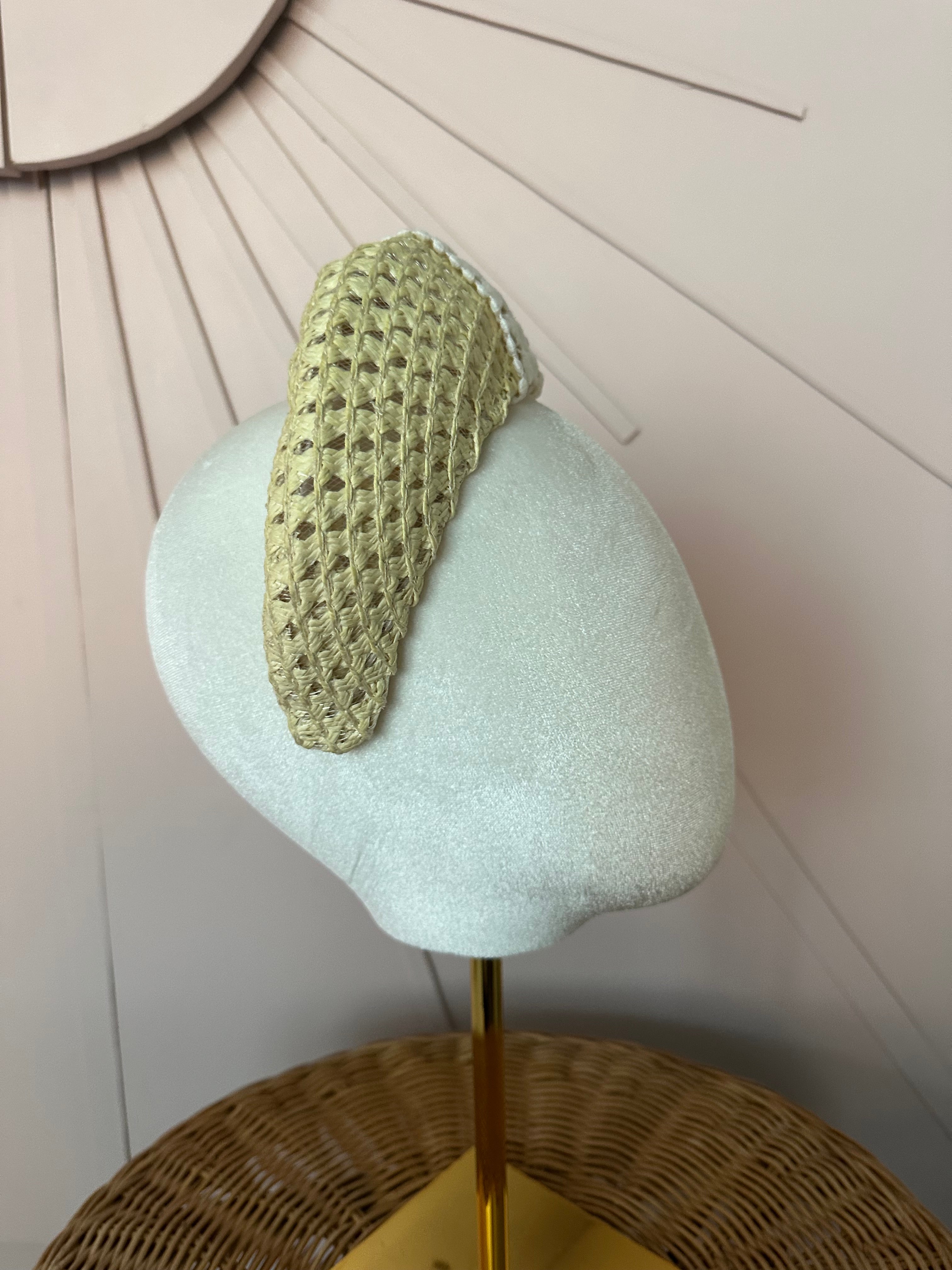Straw Halo Headband with Vintage Guipure Lace